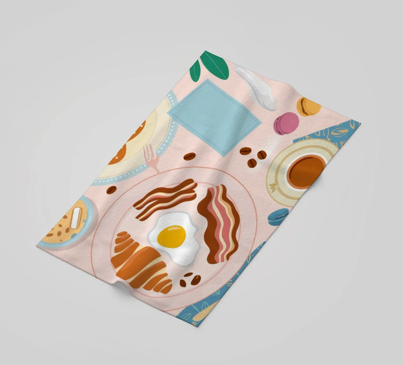 Breakfast Table Flatlay beach towel by Gaia Viesta