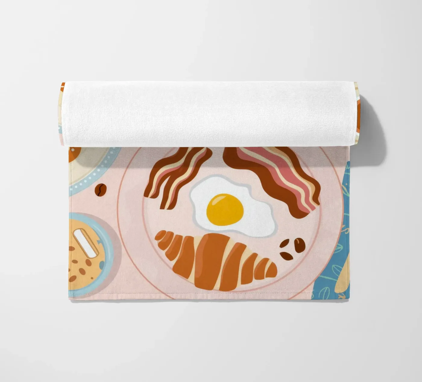Breakfast Table Flatlay beach towel by Gaia Viesta
