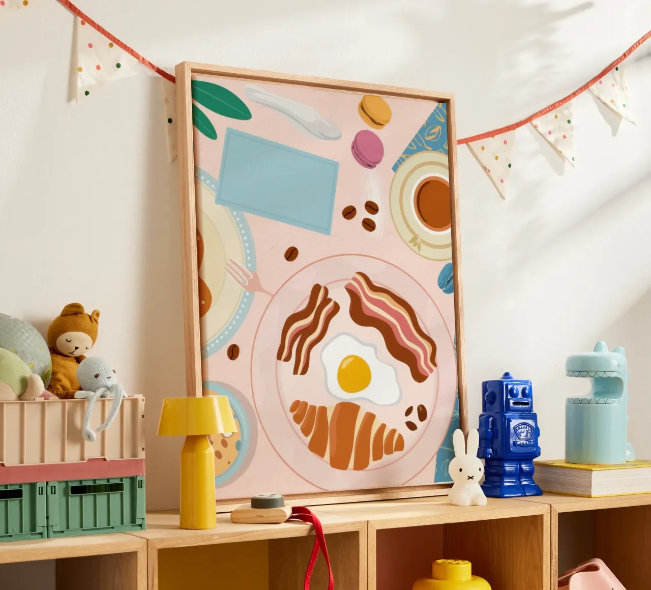 Breakfast Table Flatlay canvas with Floater frame by Gaia Viesta