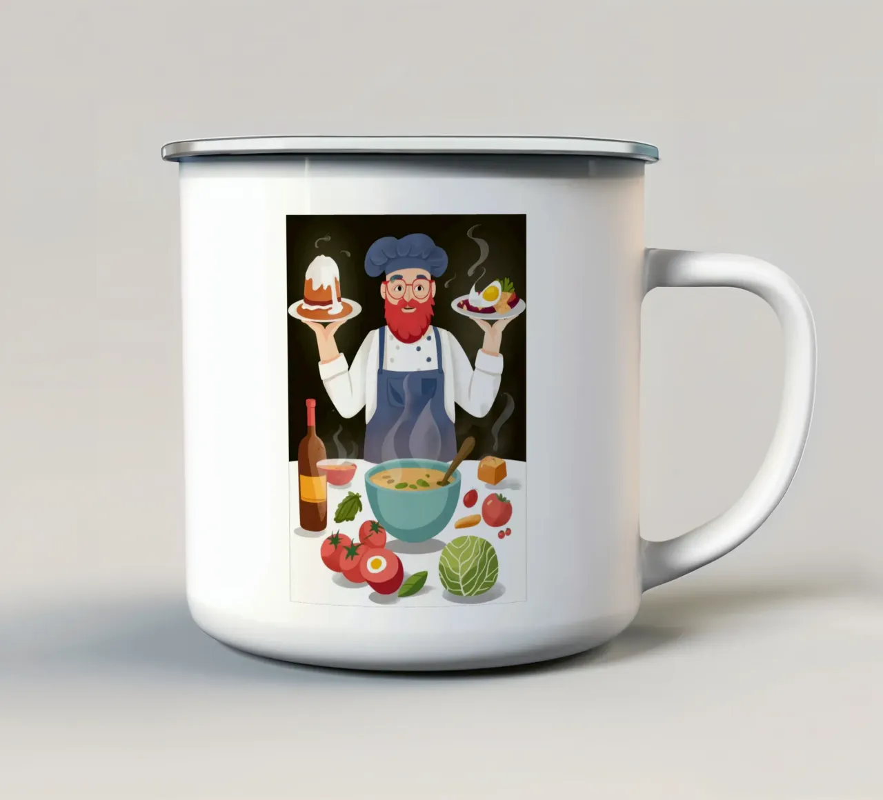 Benvenuto da parte dello chef tazza in smalto da Trace Brush