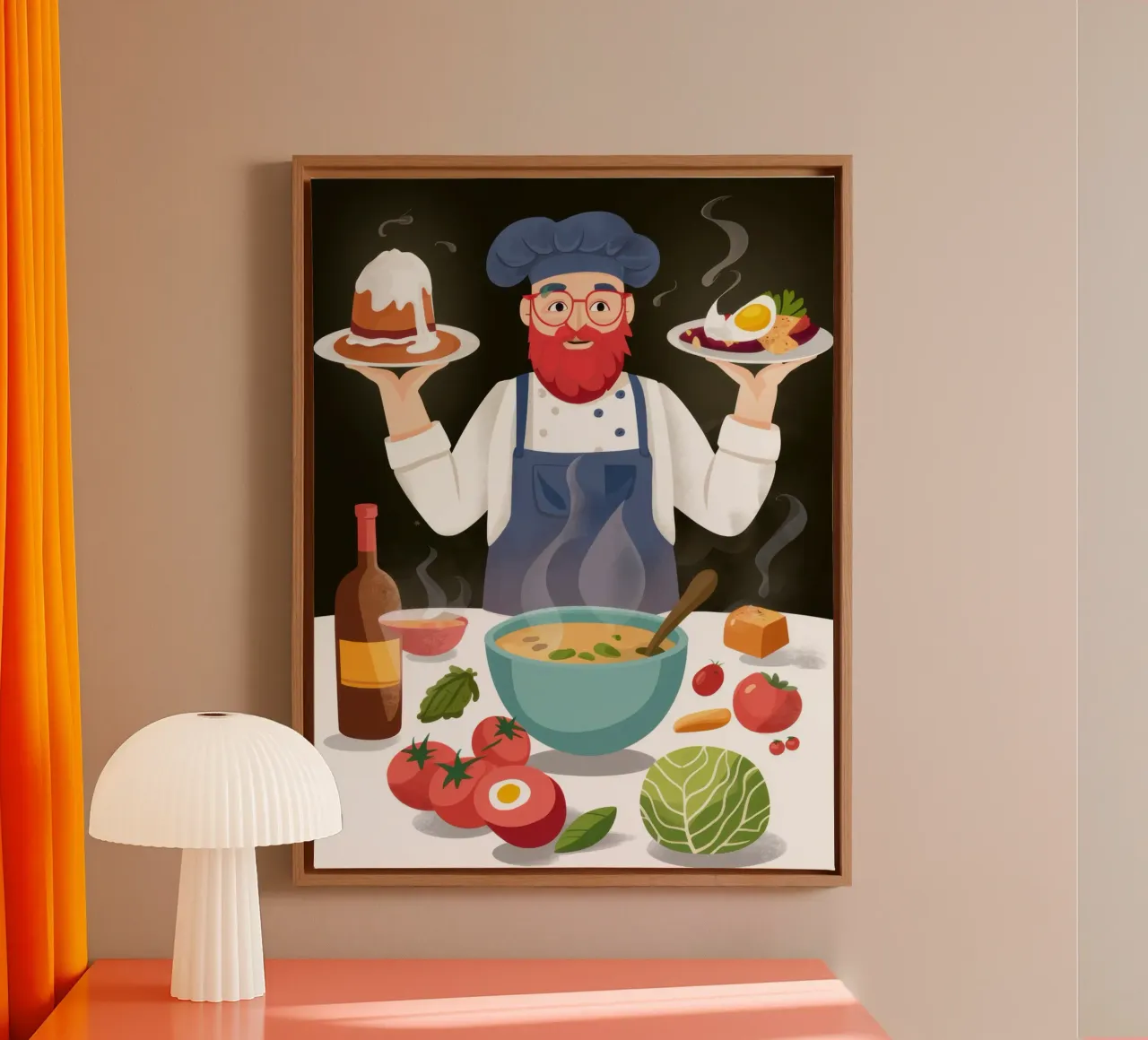 Chef Hearty Welcome canvas with Floater frame by Trace Brush