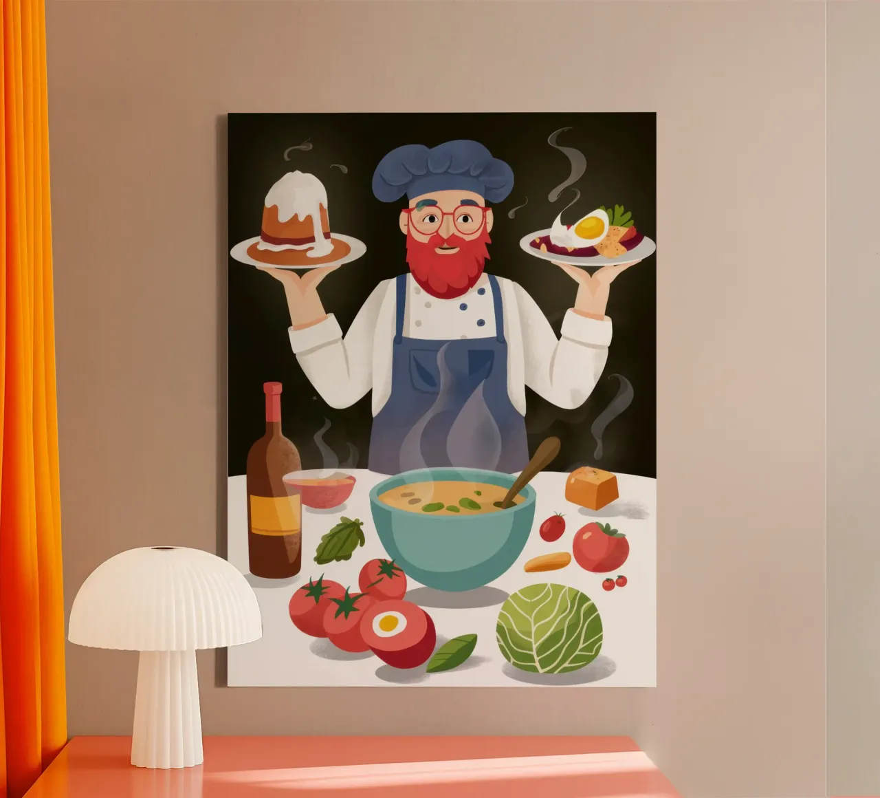 Chef Hearty Welcome canvas with Floater frame by Trace Brush