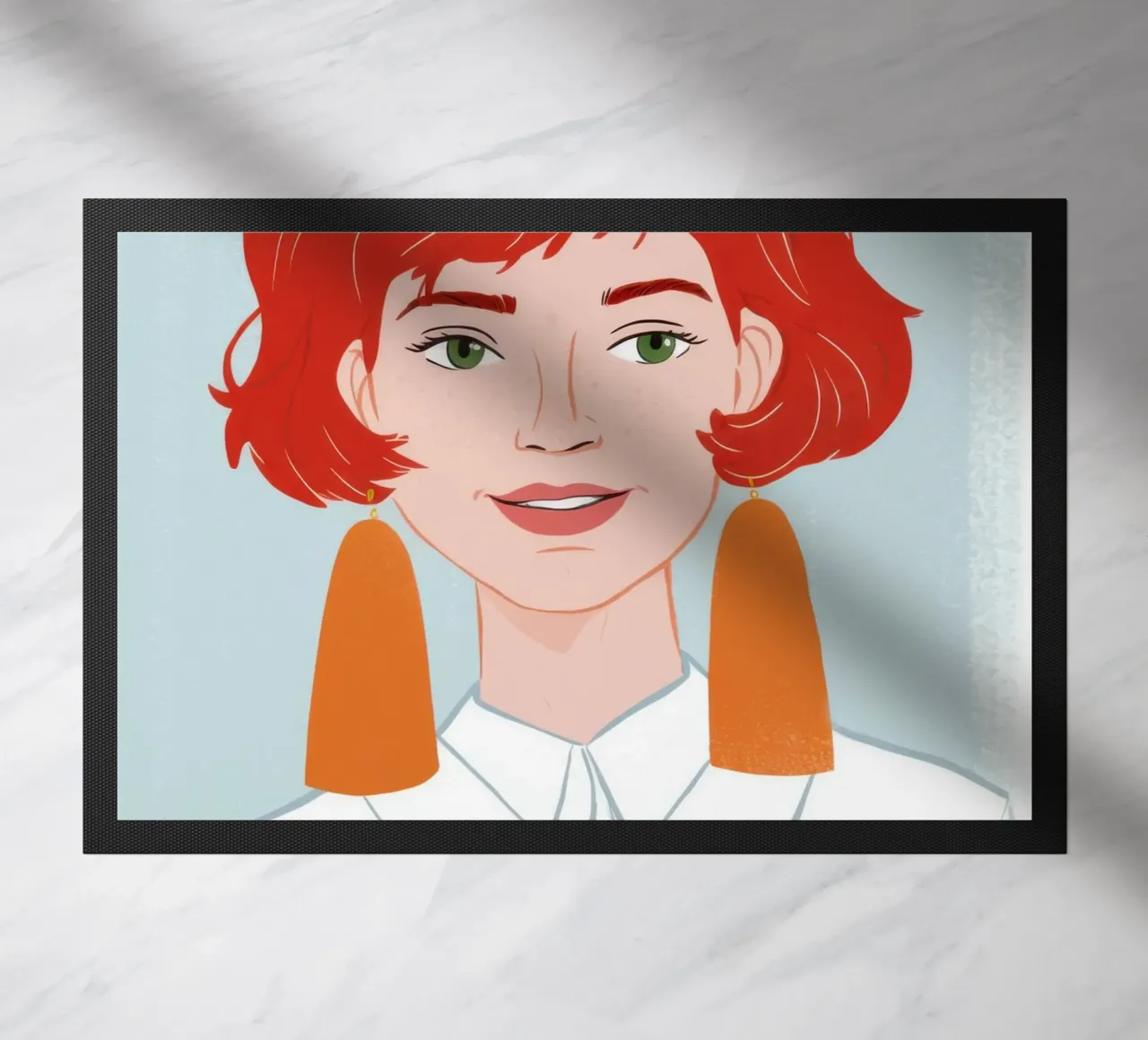 Ginger Haired Grace doormat by Selene Shade