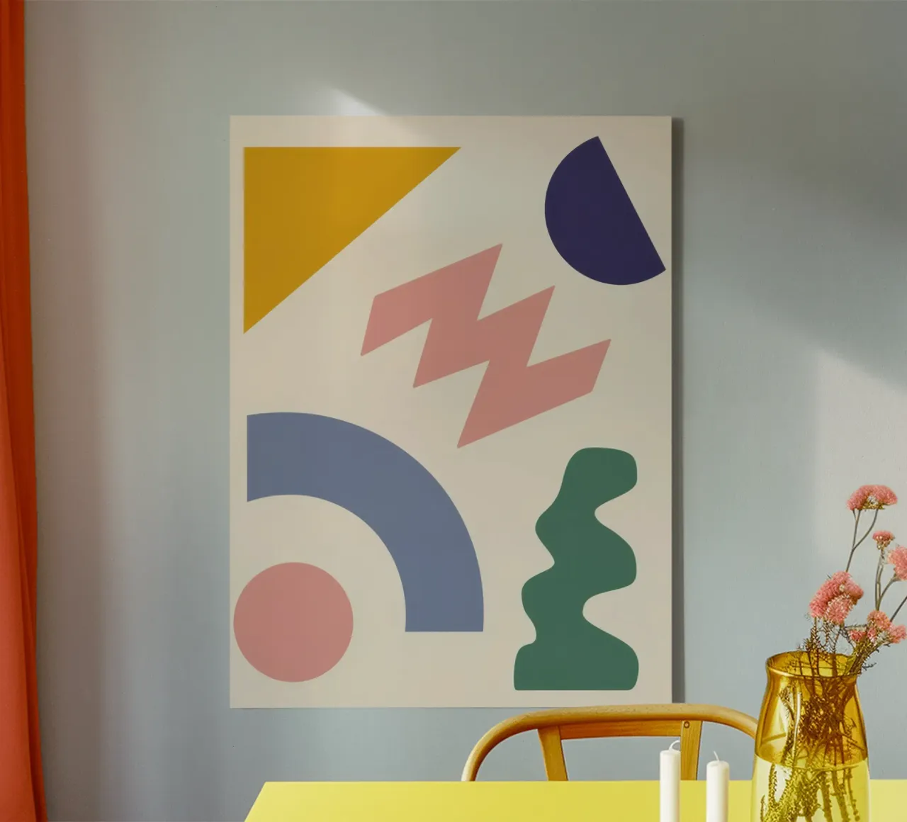 Gioco geometrico a tinte pastello tela con Cornice a cassetta da Irish Strokes