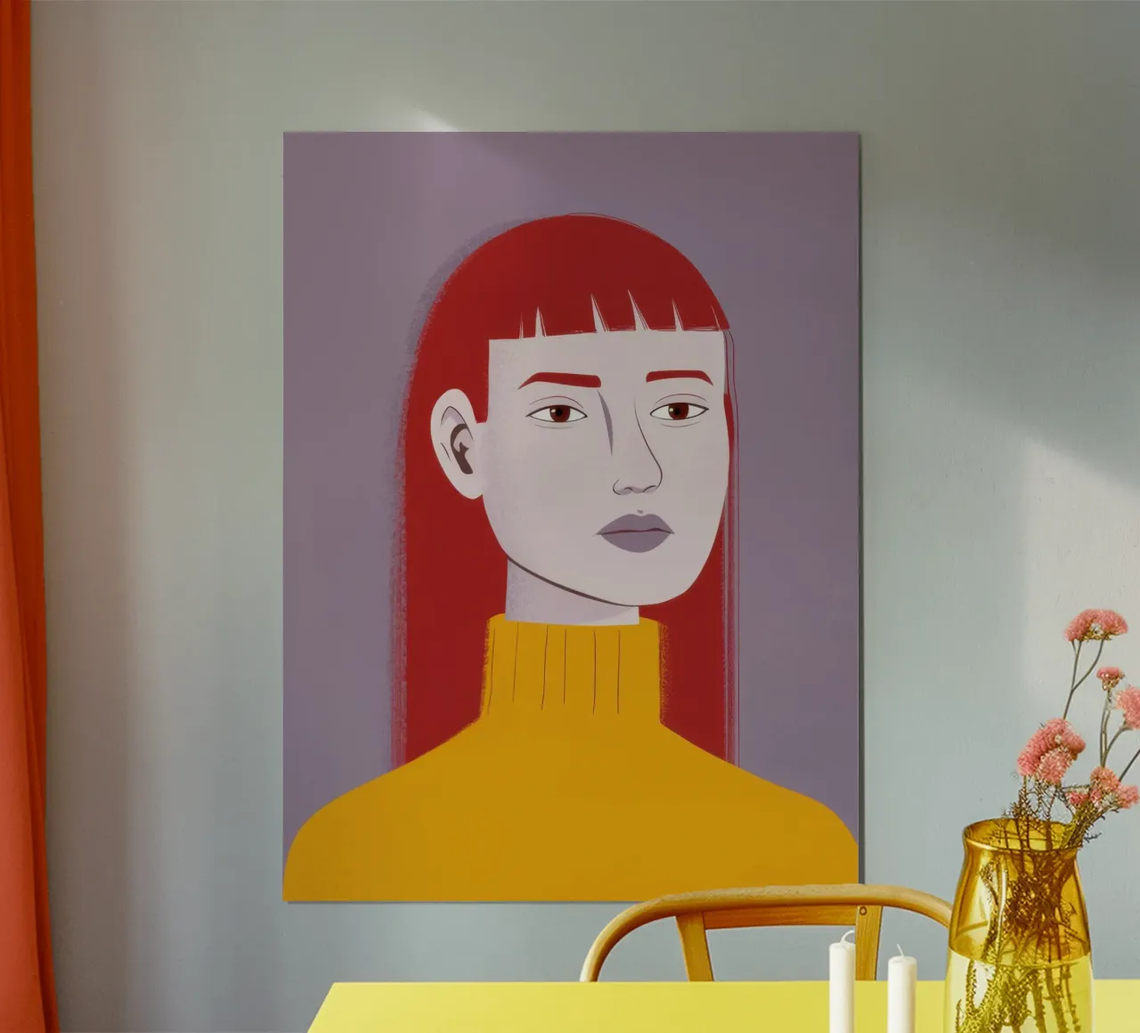 Maglione Zafferano Sguardo poster con telaio in alluminio da Selene Shade