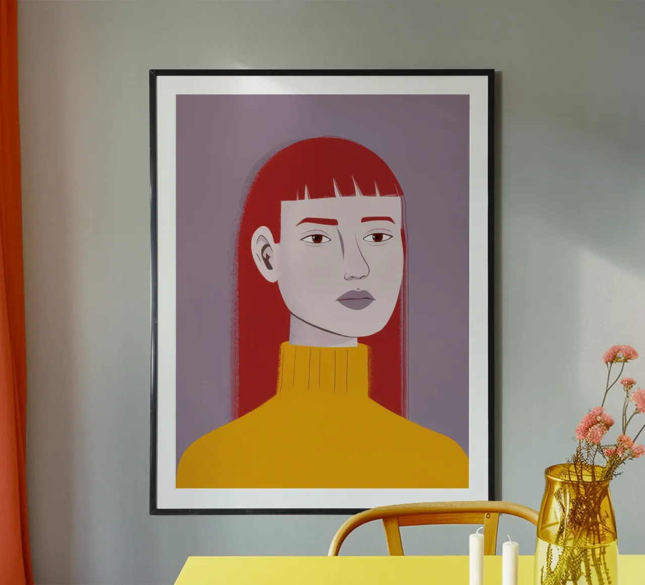 Maglione Zafferano Sguardo poster con telaio in alluminio da Selene Shade
