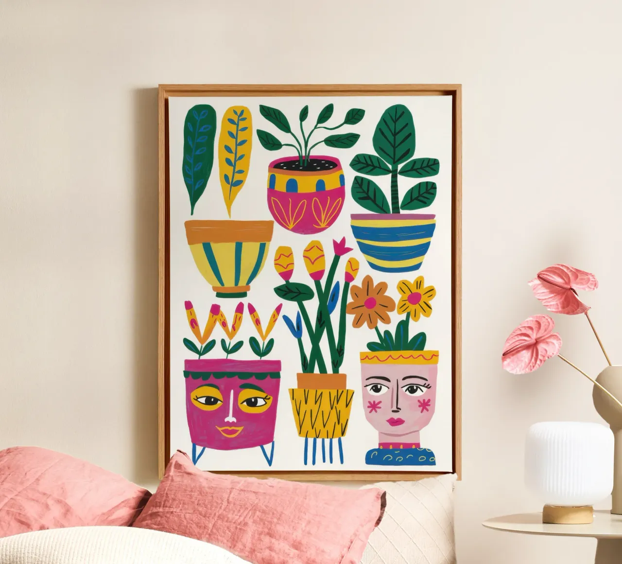 Quirky Pot Collection canvas with Floater frame by Luna Aura