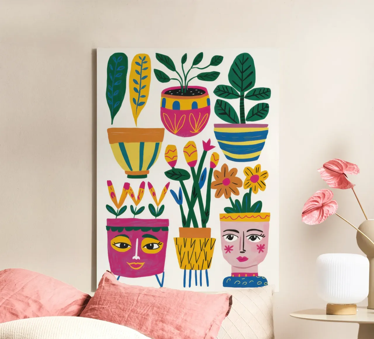 Quirky Pot Collection canvas with Floater frame by Luna Aura