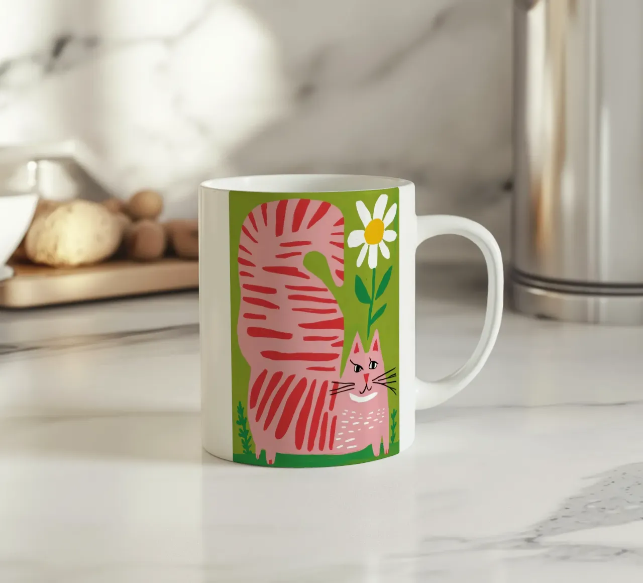 Gatto a righe Daisy tazza in ceramica da Gaia Viesta