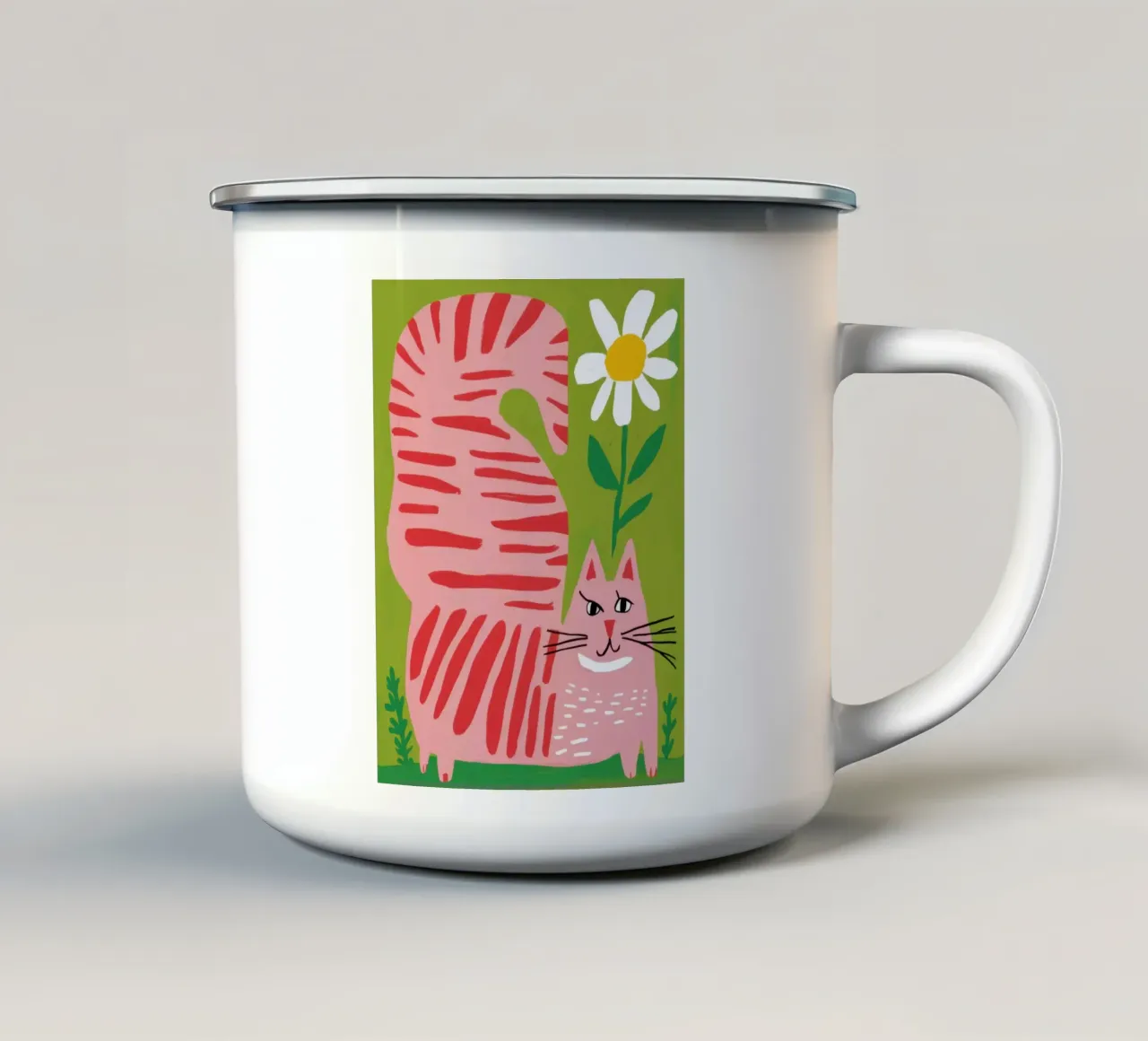 Gatto a righe Daisy tazza in smalto da Gaia Viesta
