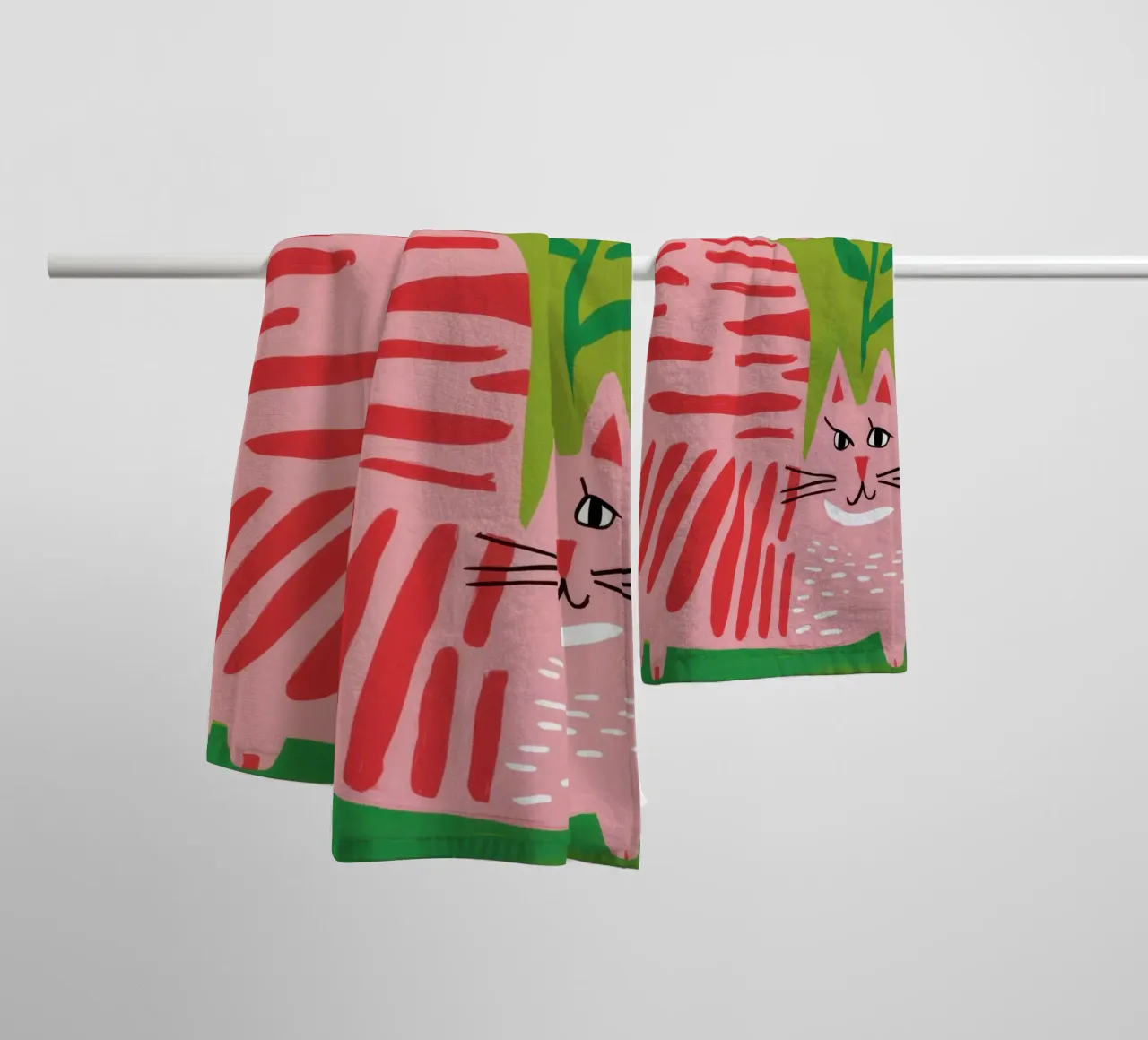 Gatto a righe Daisy asciugamano da bagno da Gaia Viesta