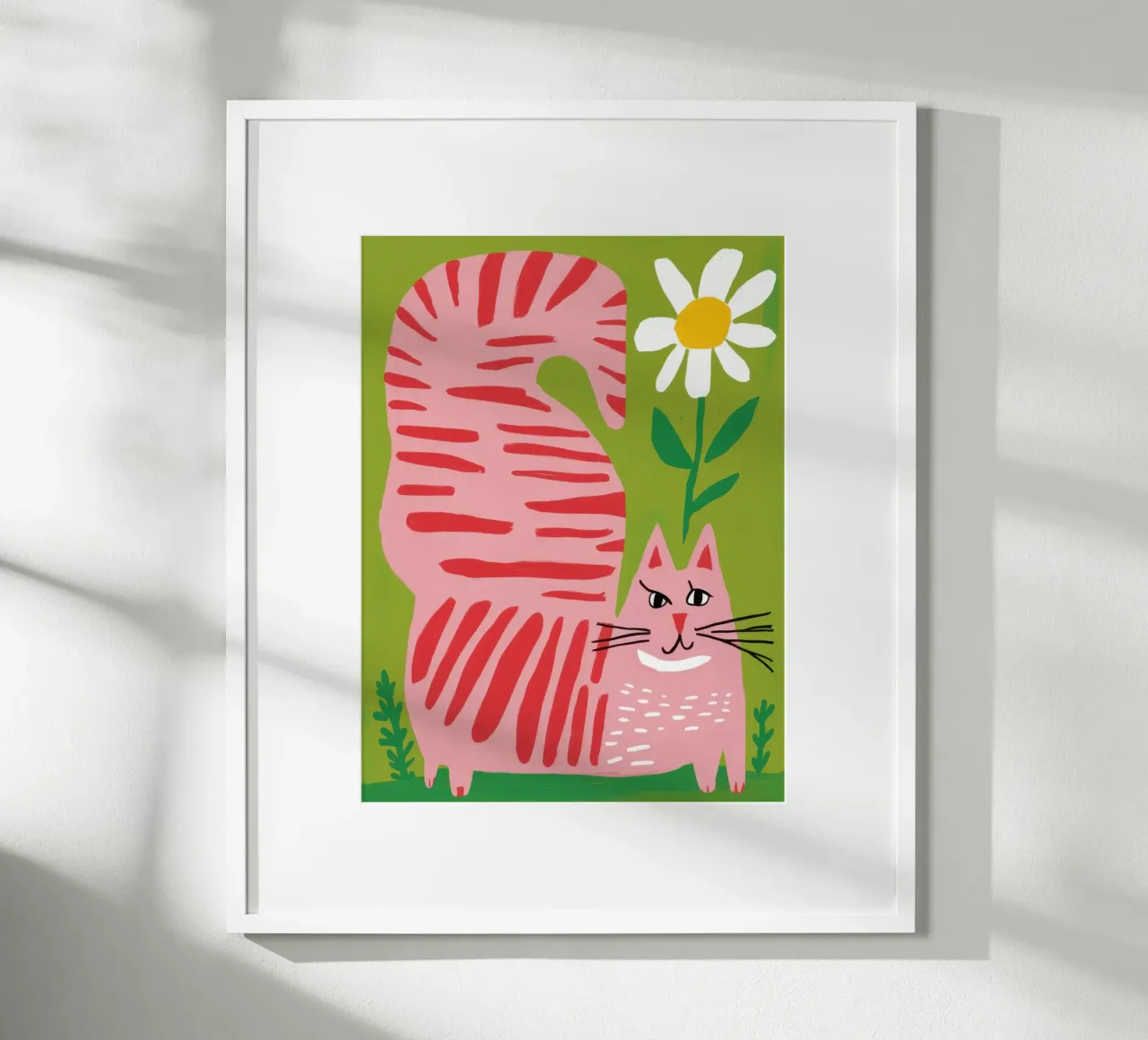 Gatto a righe Daisy poster con telaio in legno da Gaia Viesta