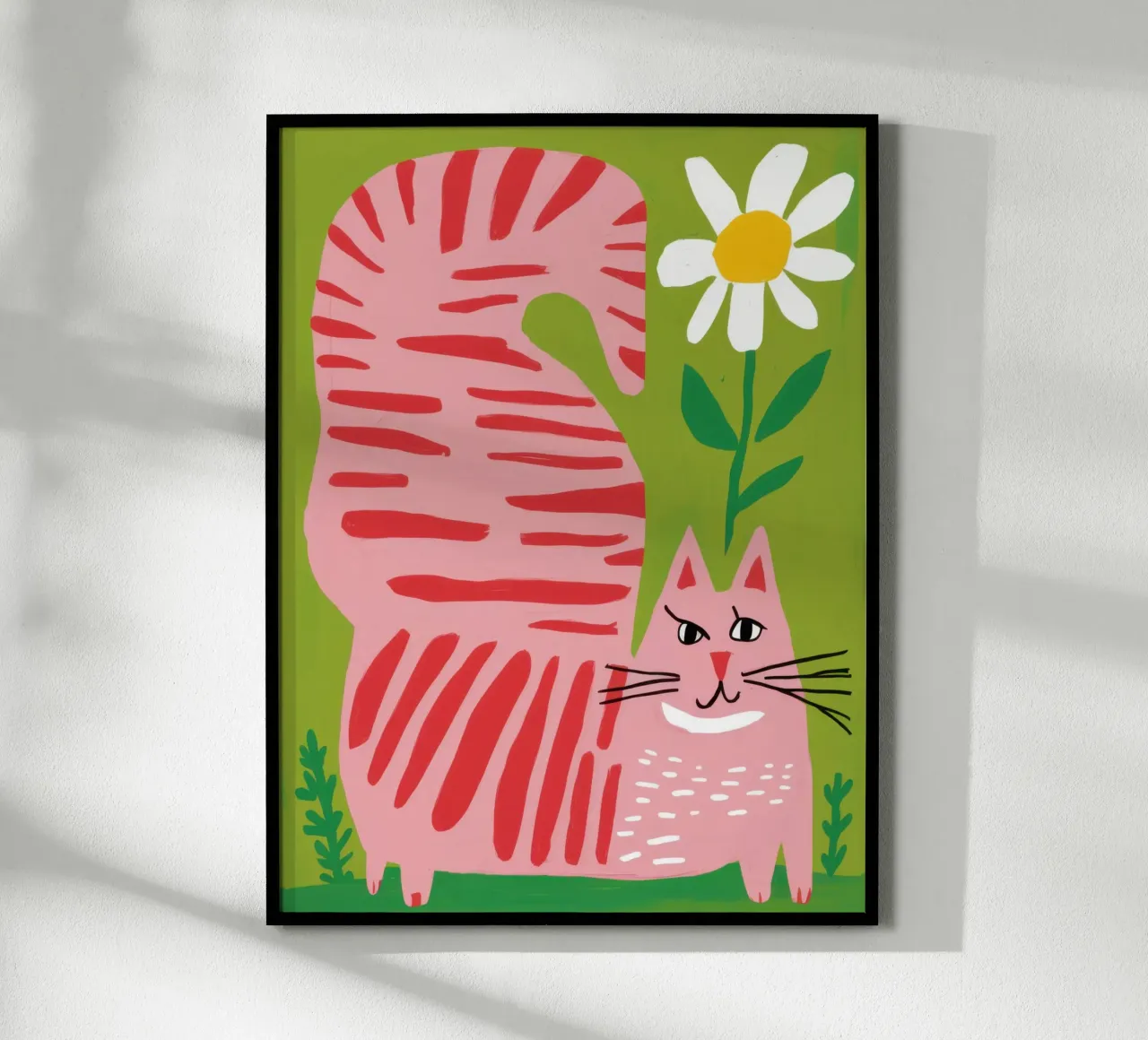 Gatto a righe Daisy poster con telaio in legno da Gaia Viesta