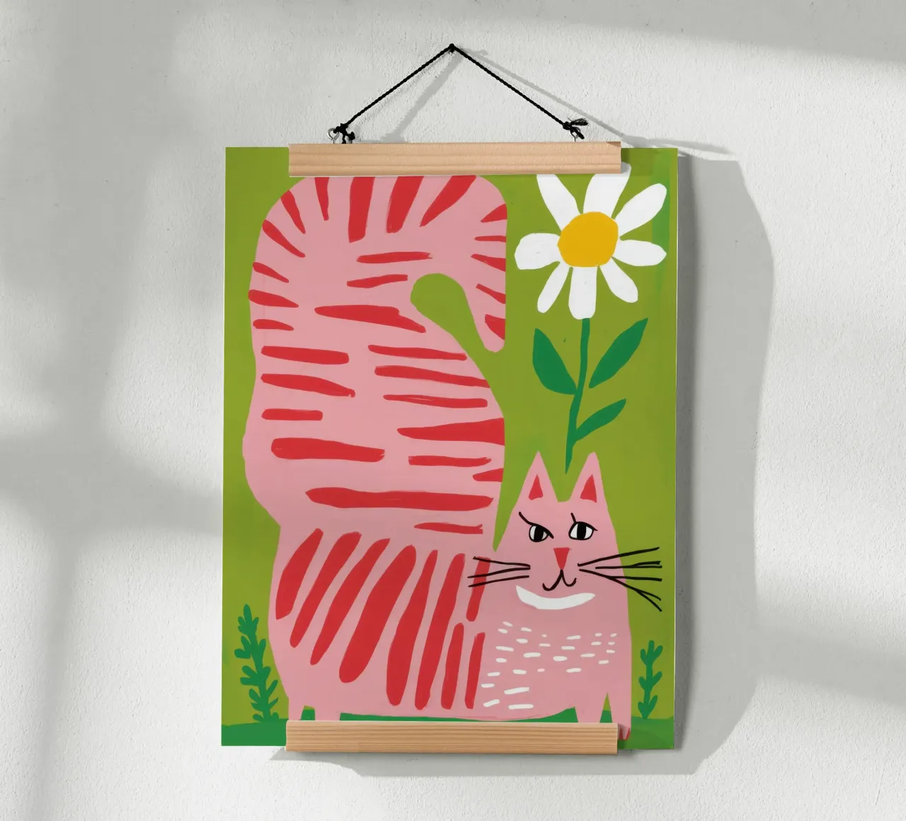 Gatto a righe Daisy poster con telaio in legno da Gaia Viesta