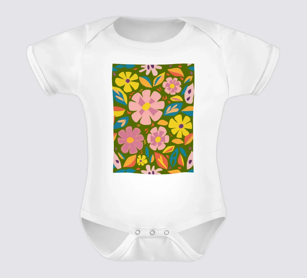 Modello Soft Blooms body neonato maniche corte da Trace Brush
