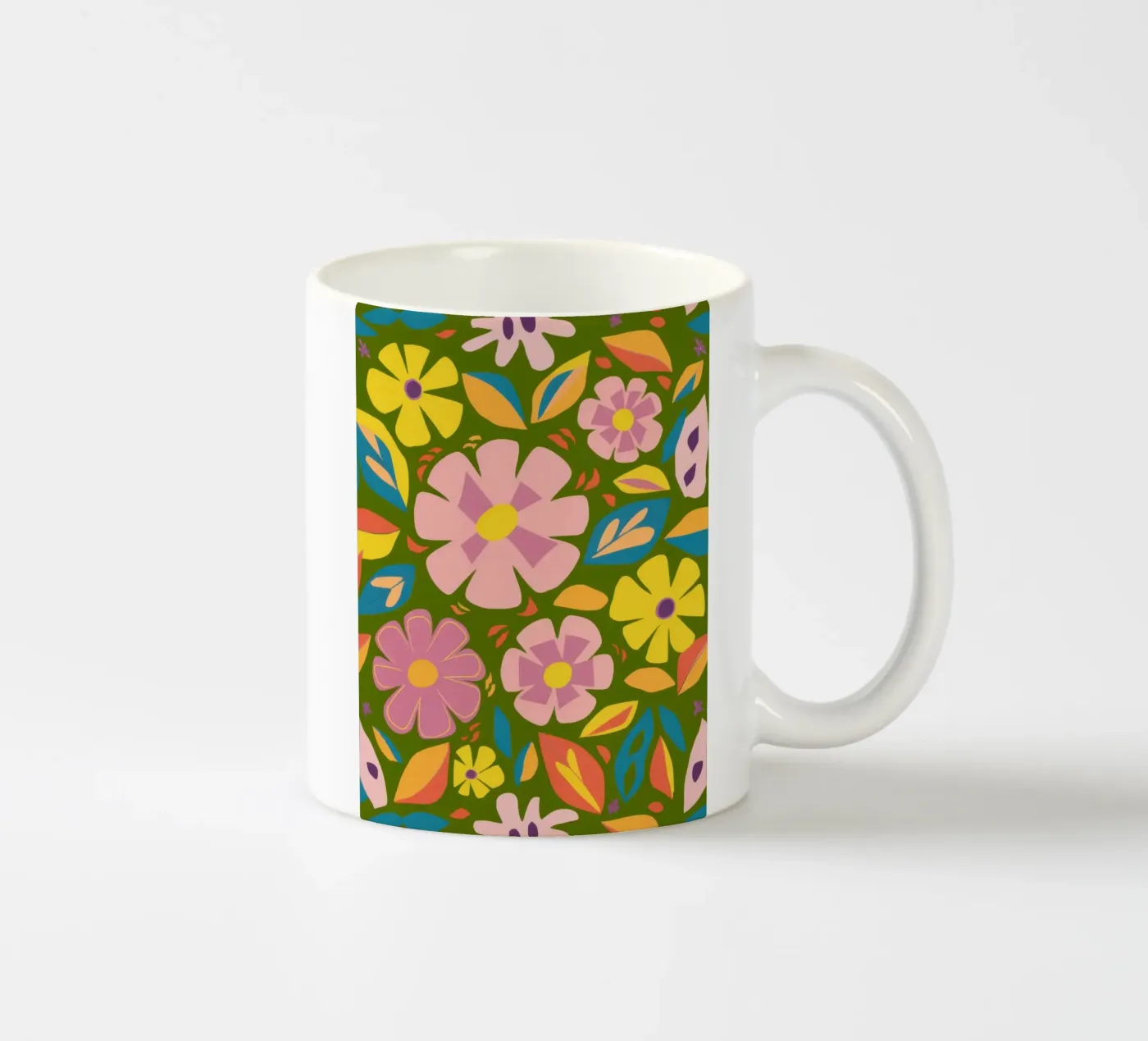 Soft Blooms Pattern ceramic mug by Trace Brush