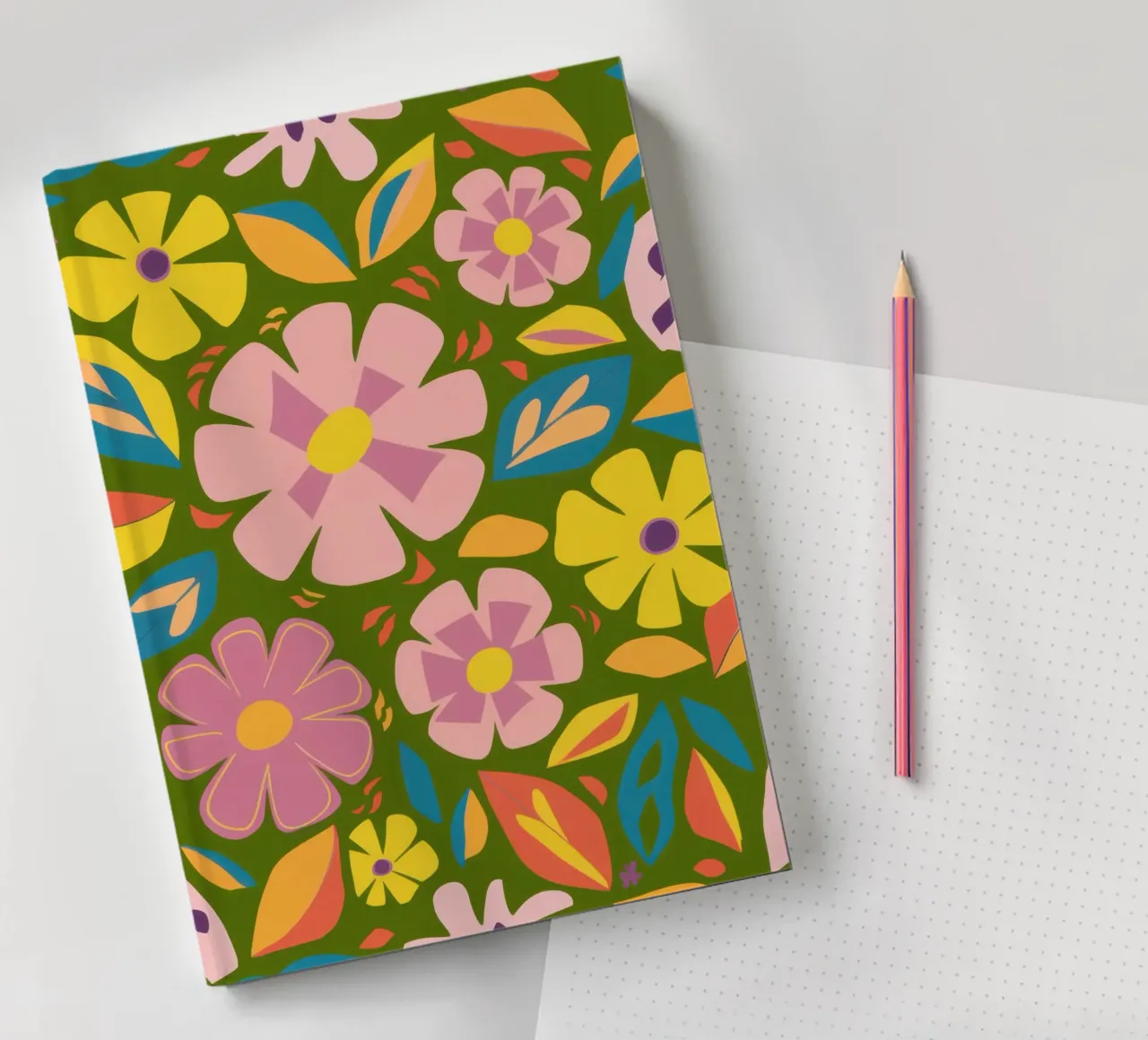 Soft Blooms Pattern notebook by Trace Brush