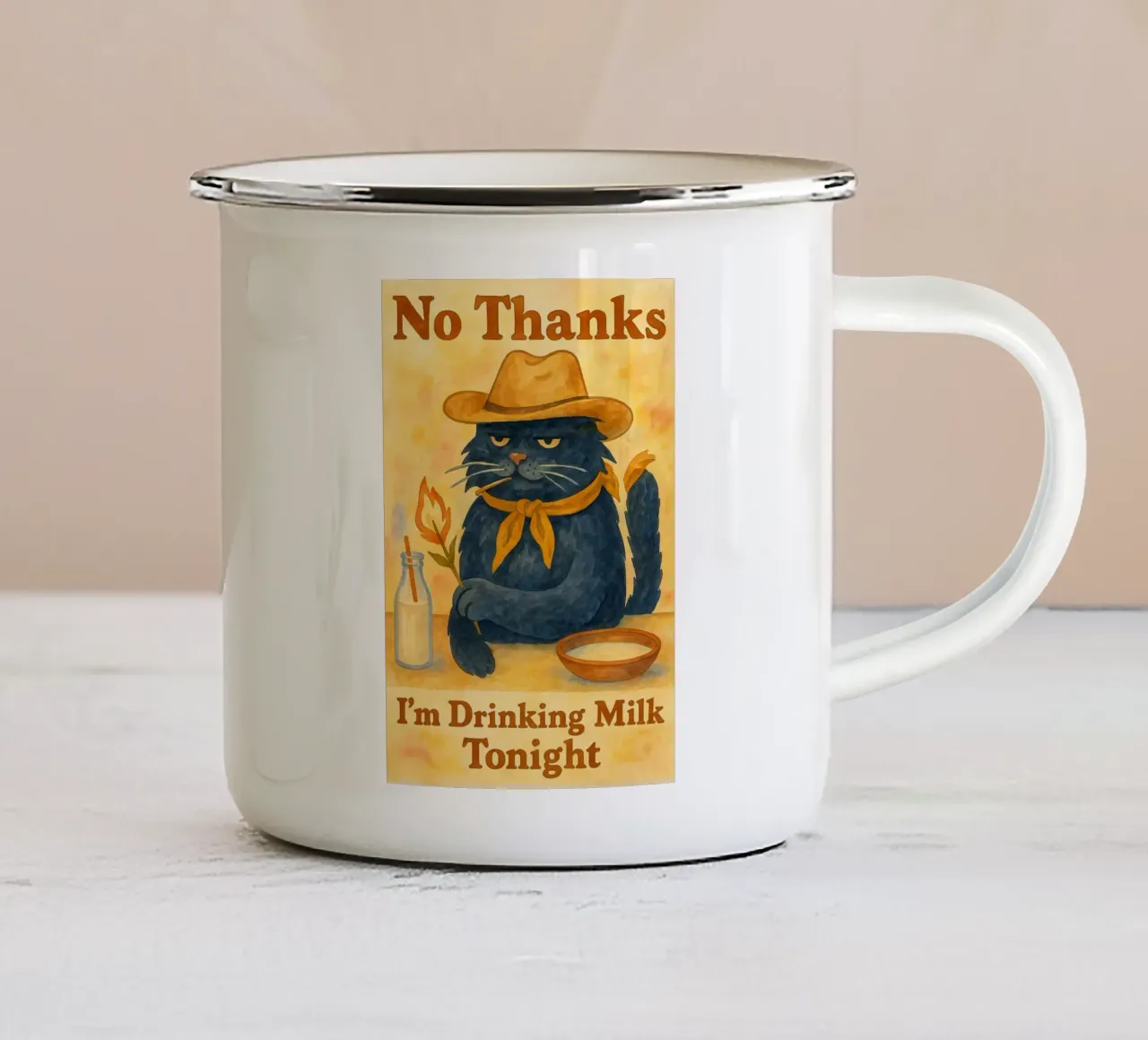 No grazie, oggi bevo latte e disegno tazza in smalto da citralake