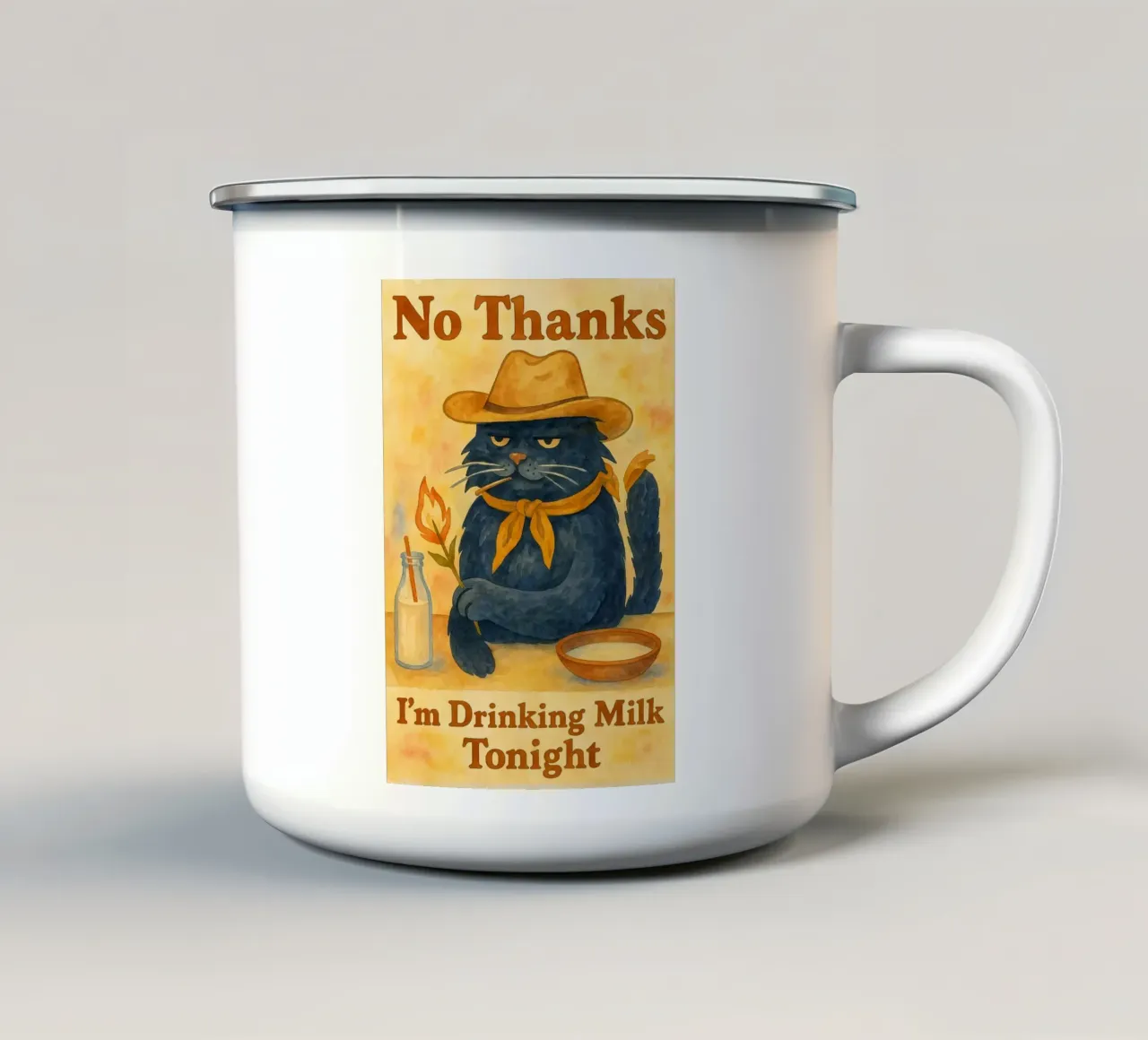 No grazie, oggi bevo latte e disegno tazza in smalto da citralake