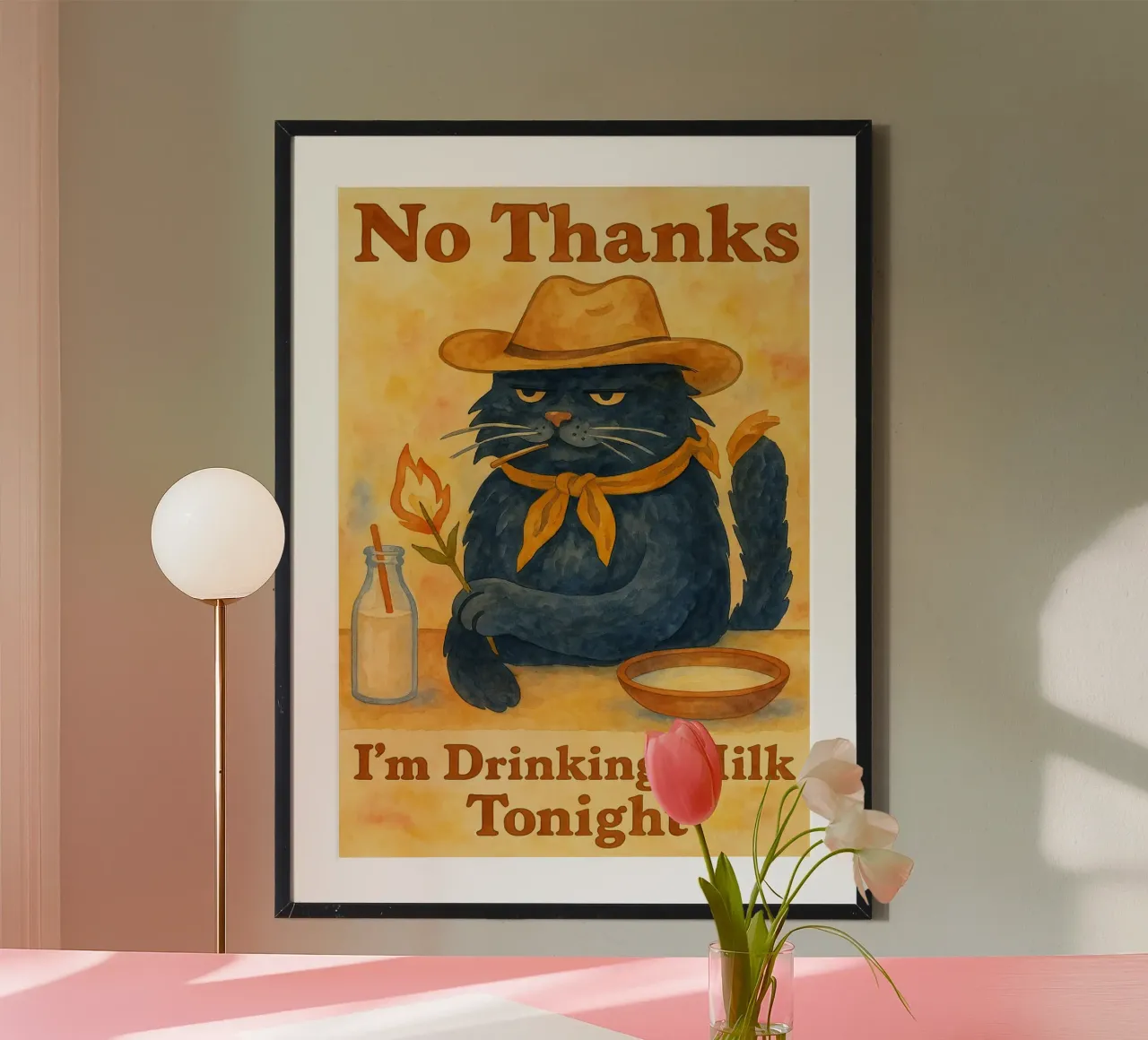 No grazie, oggi bevo latte e disegno poster con telaio in alluminio da citralake