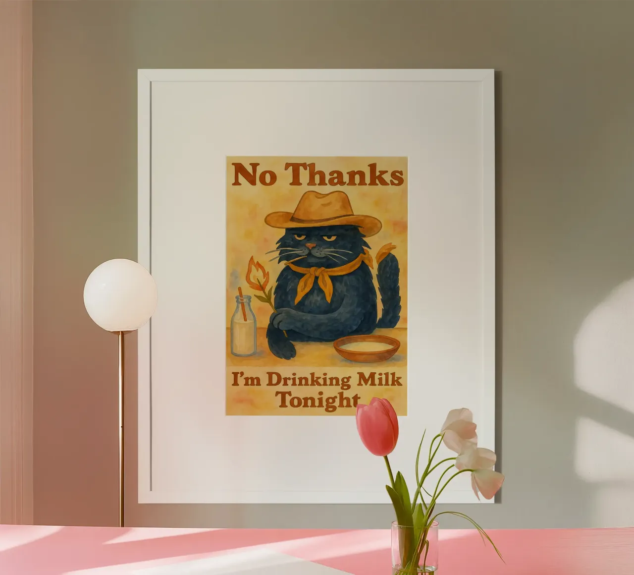 No grazie, oggi bevo latte e disegno poster con telaio in alluminio da citralake