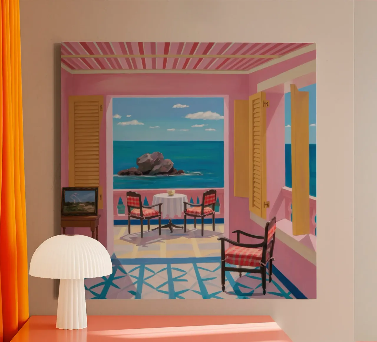 Sogno di un ristorante sul mare tela con Cornice a cassetta da Irish Strokes