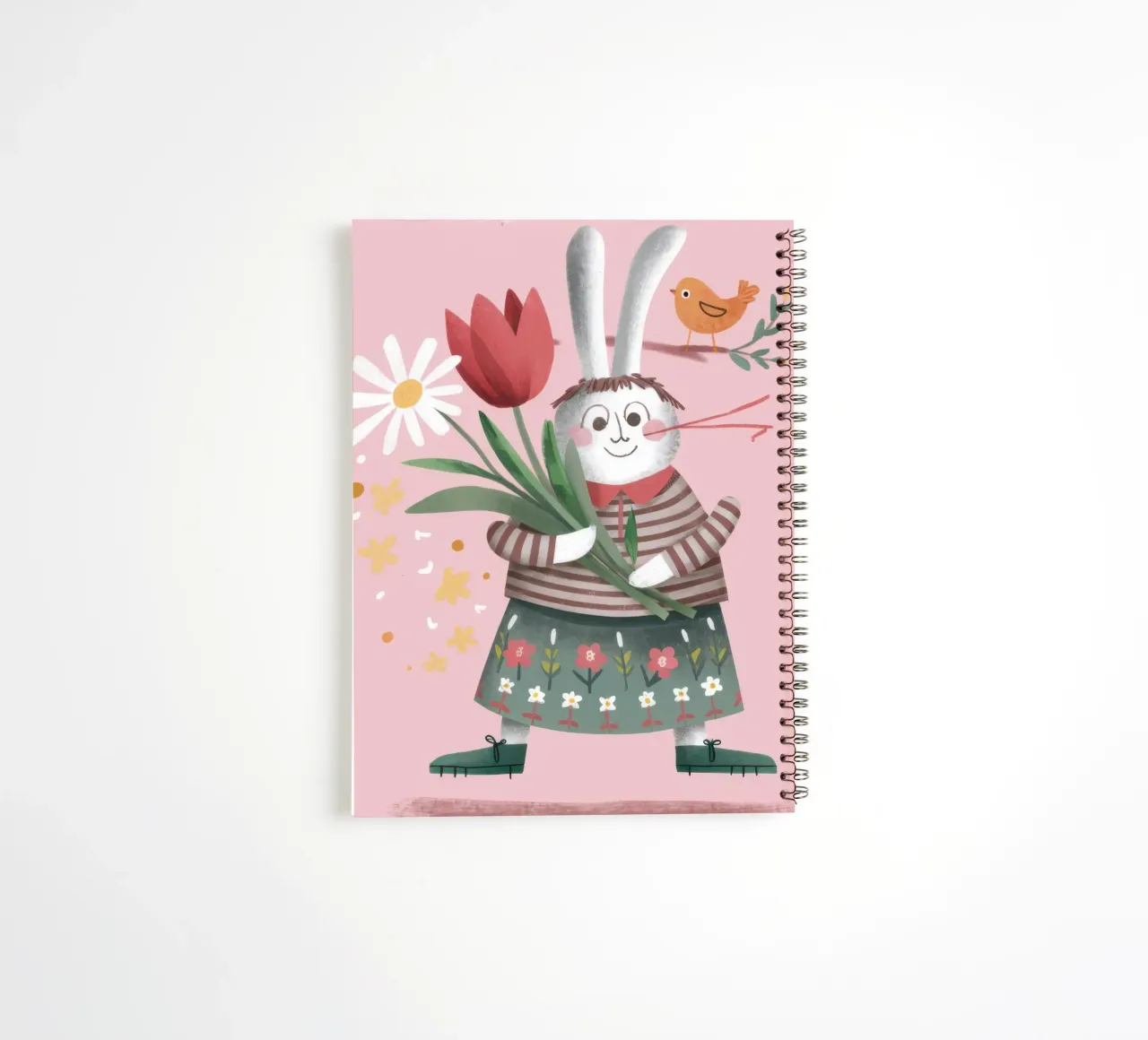Rabbit with Tulips spiral notebook by Irish Strokes