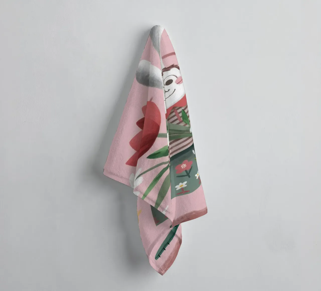 Rabbit with Tulips towel by Irish Strokes