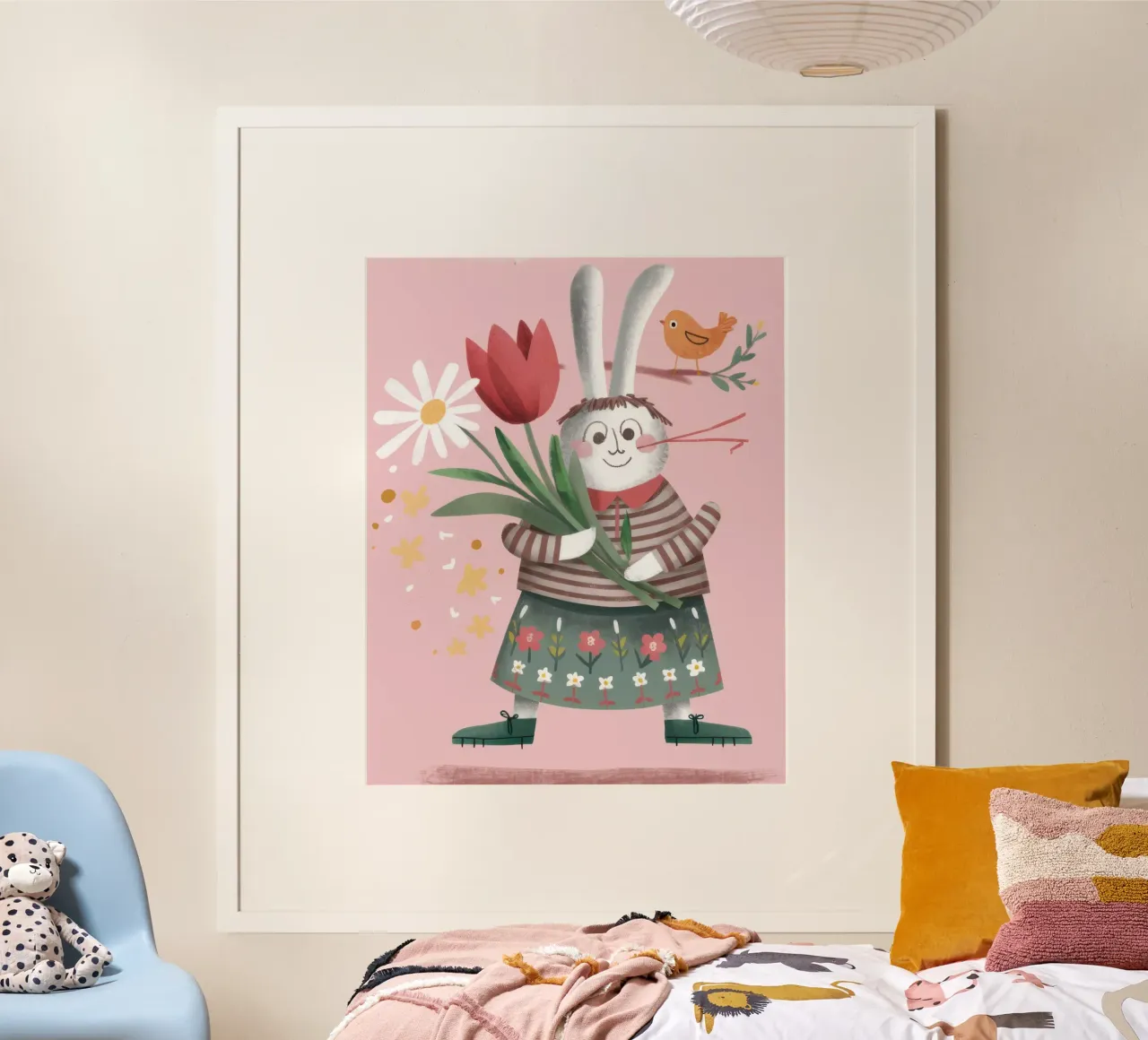 Coniglio con tulipani poster da Irish Strokes