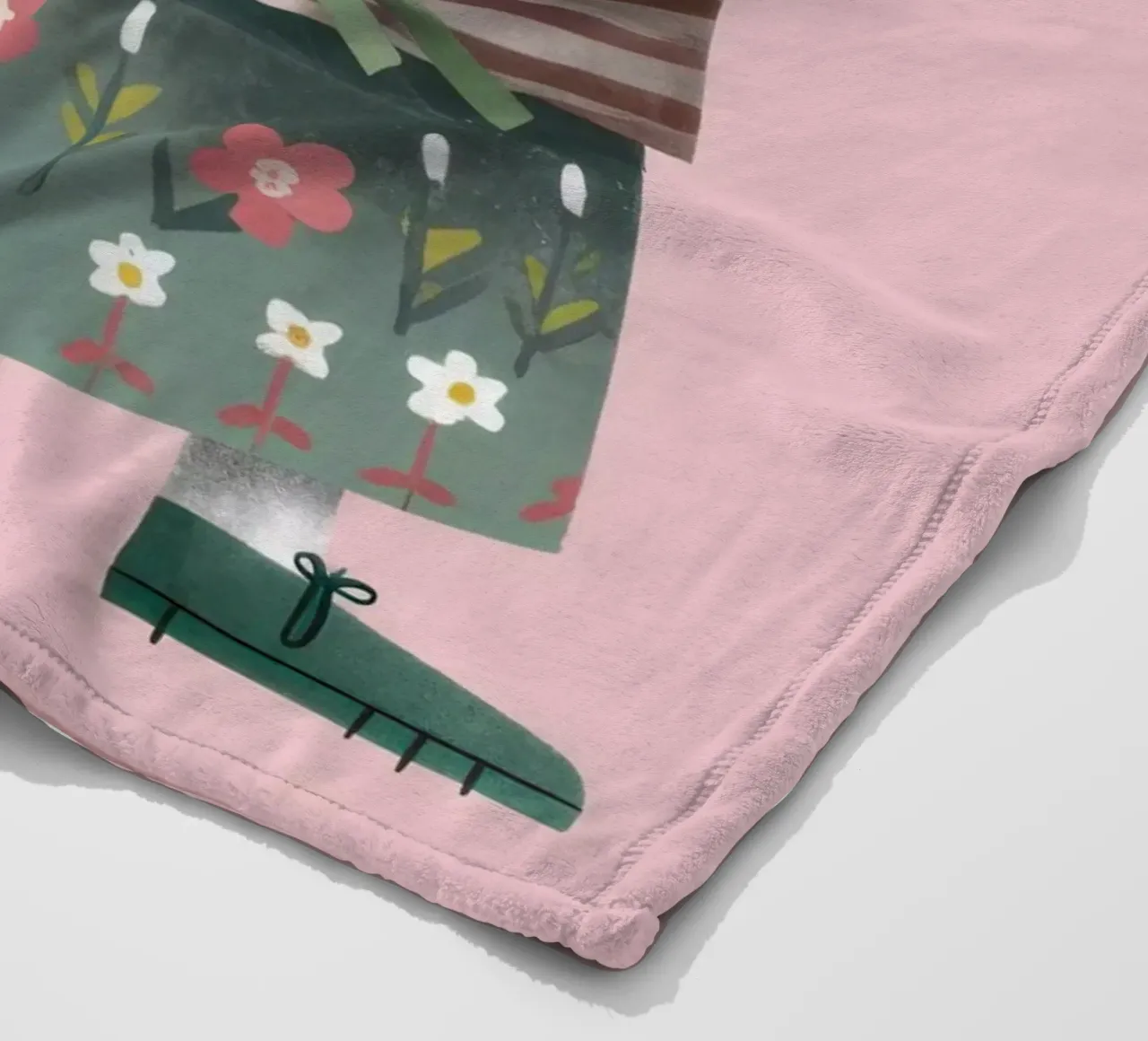 Rabbit with Tulips fleece blanket by Irish Strokes