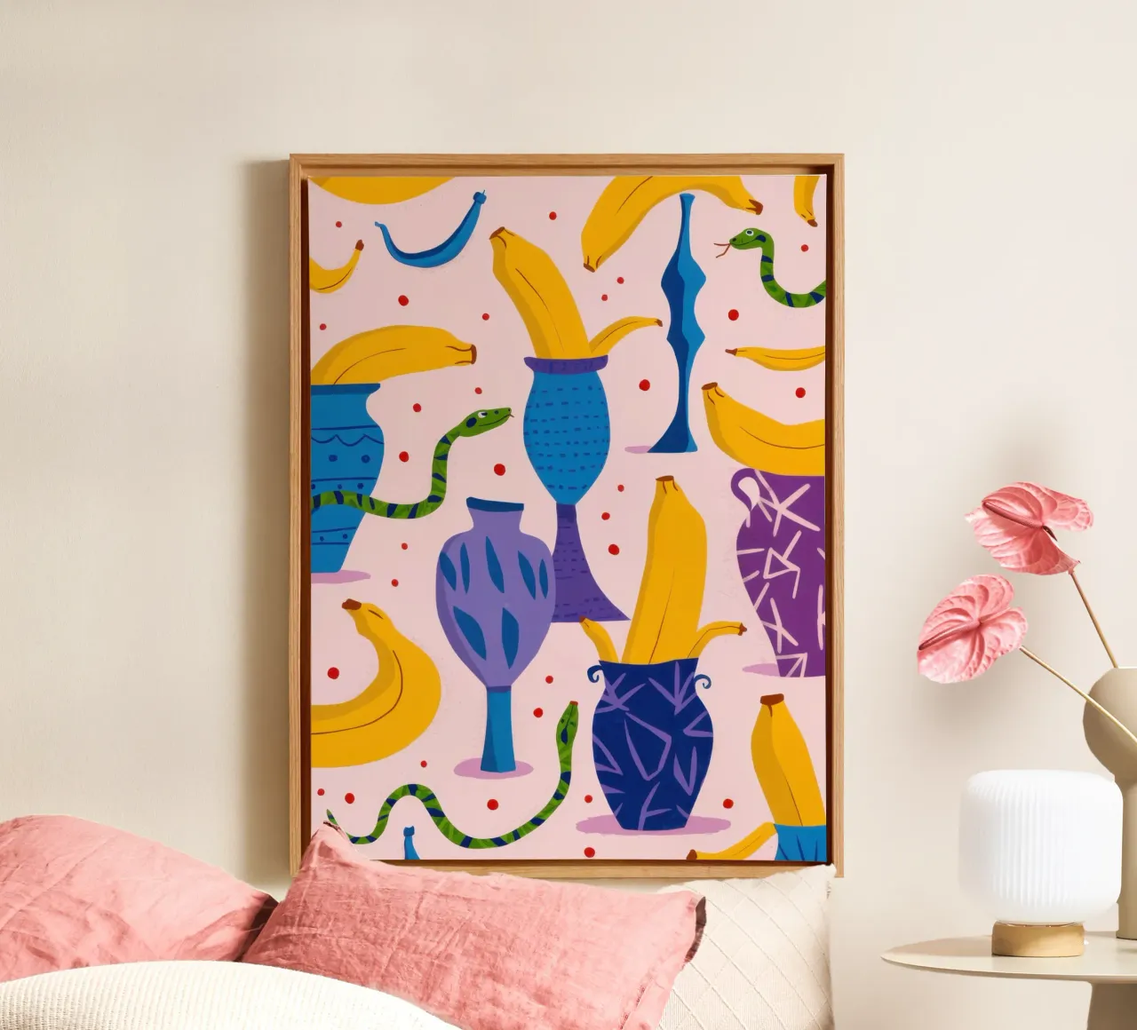 Pattern di frutta Pop Art tela con Cornice a cassetta da Luna Aura