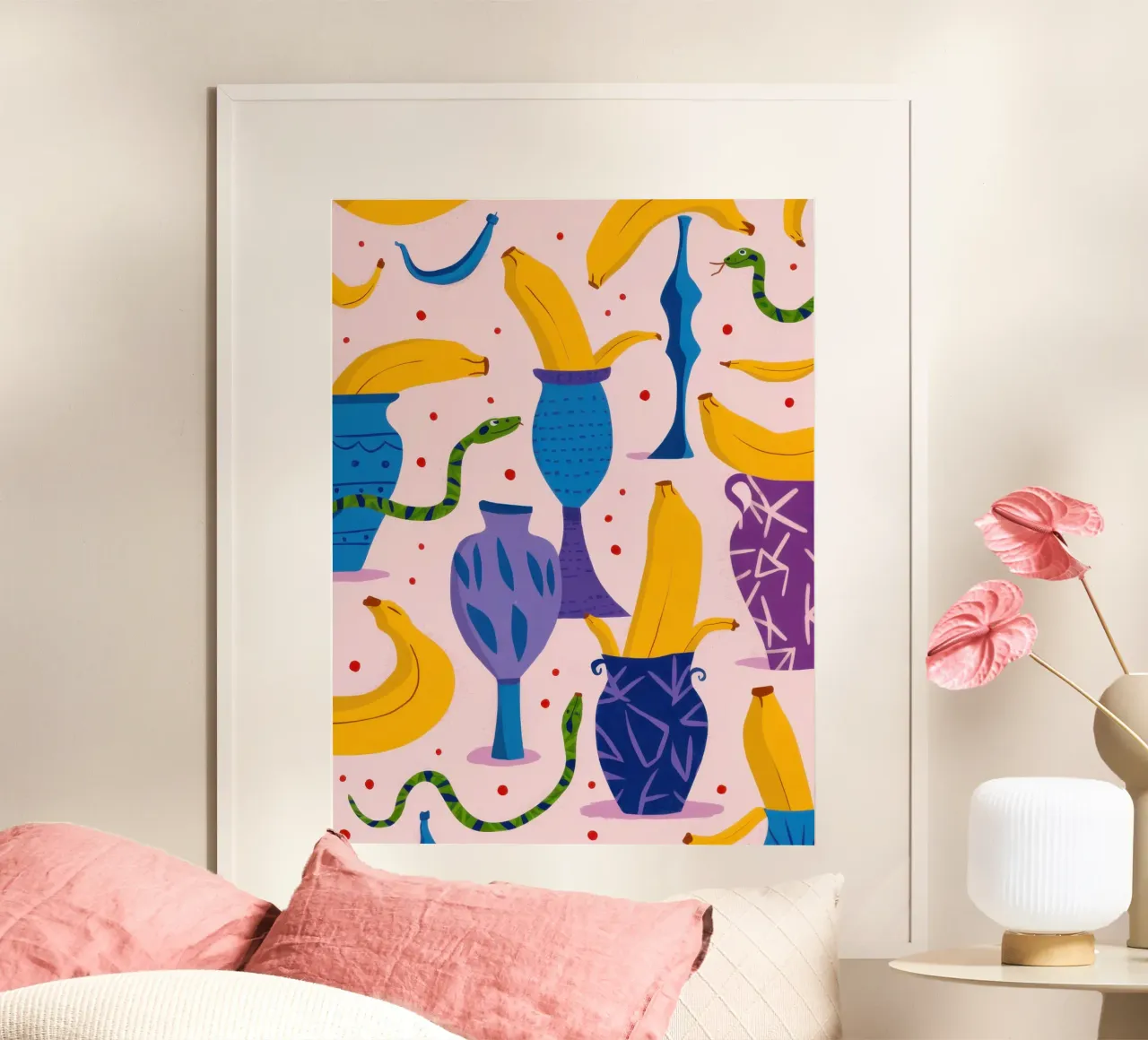 Pattern di frutta Pop Art poster con telaio in alluminio da Luna Aura
