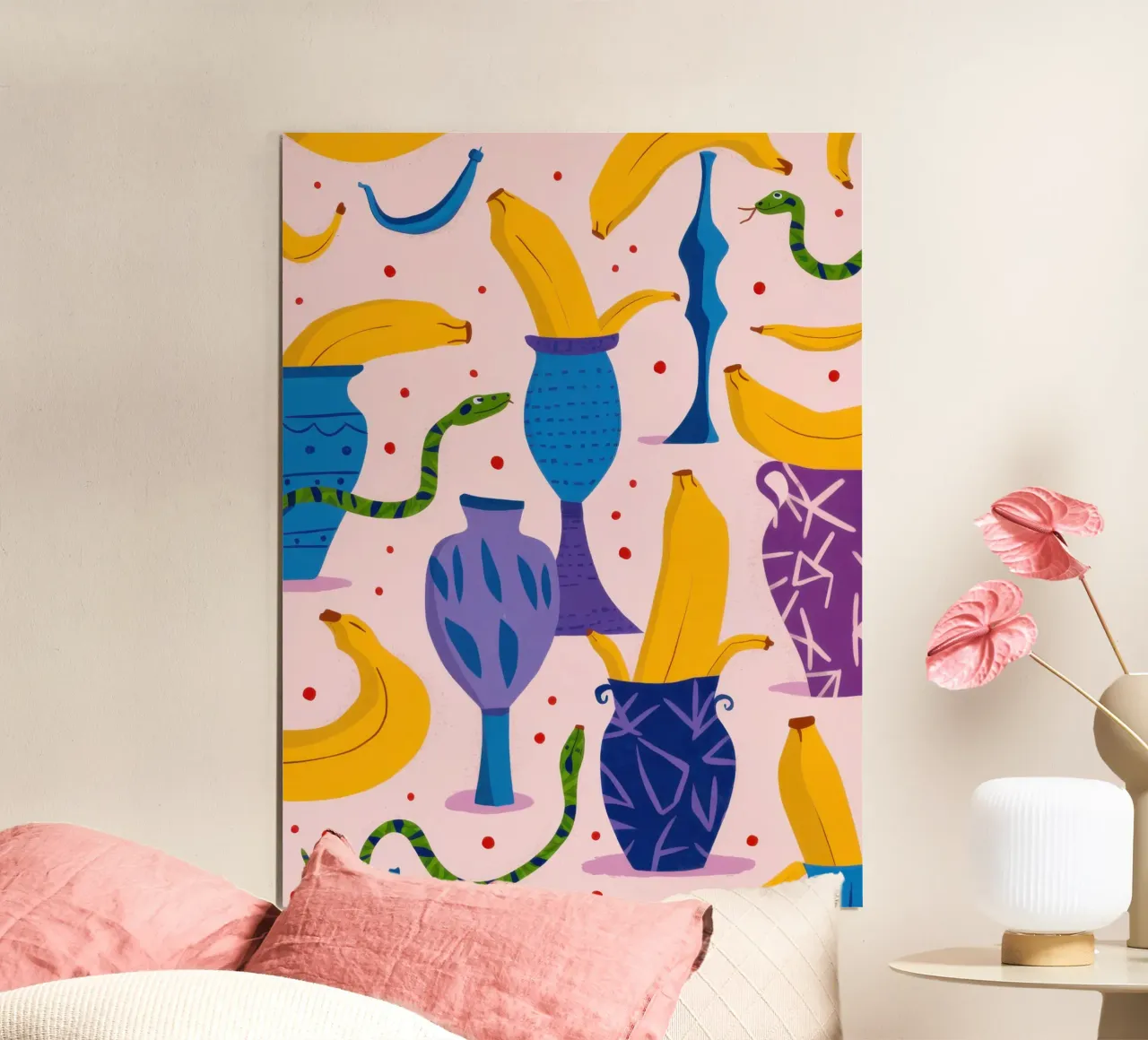 Pattern di frutta Pop Art poster con telaio in alluminio da Luna Aura