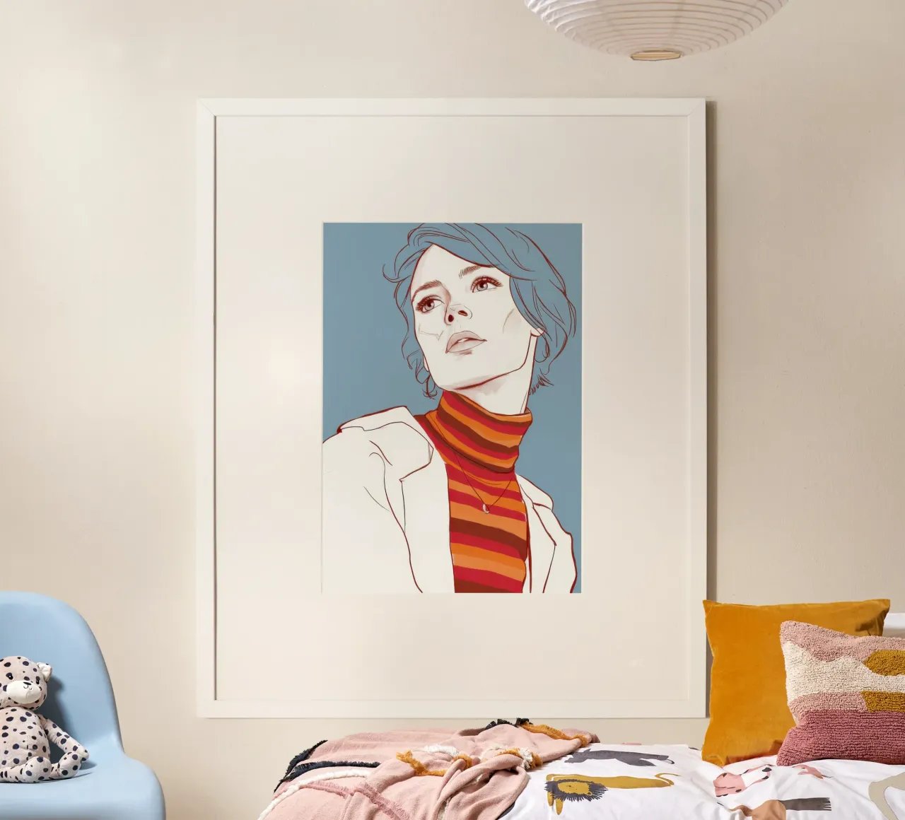 Contemplative Turtleneck Gaze poster with aluminum frame by Gaia Viesta