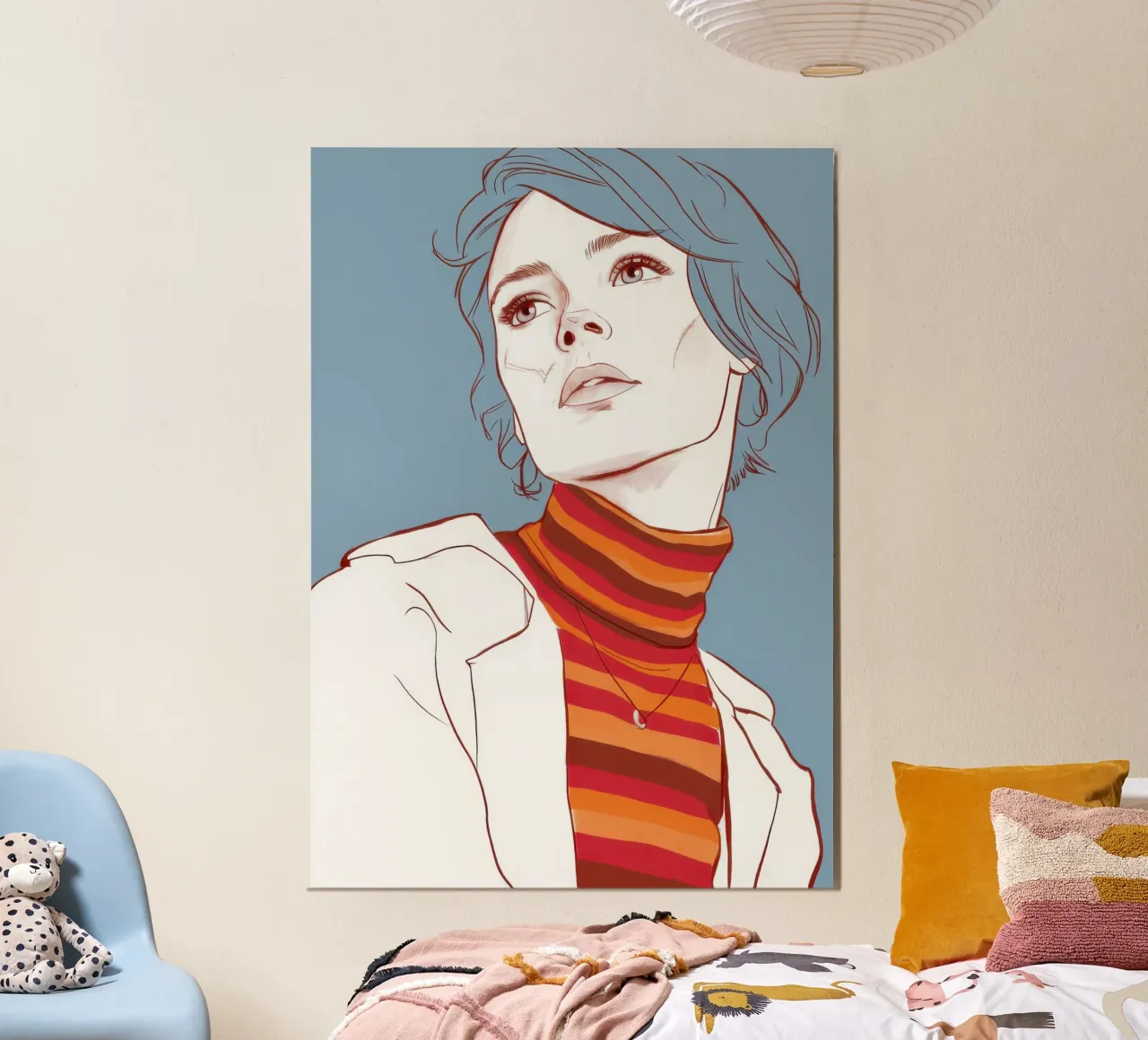 Contemplative Turtleneck Gaze poster with aluminum frame by Gaia Viesta