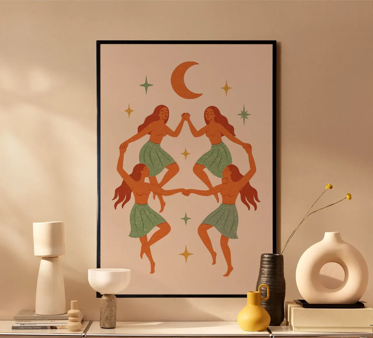 The Moon Sisters No 02 poster con telaio in plastica da treechild