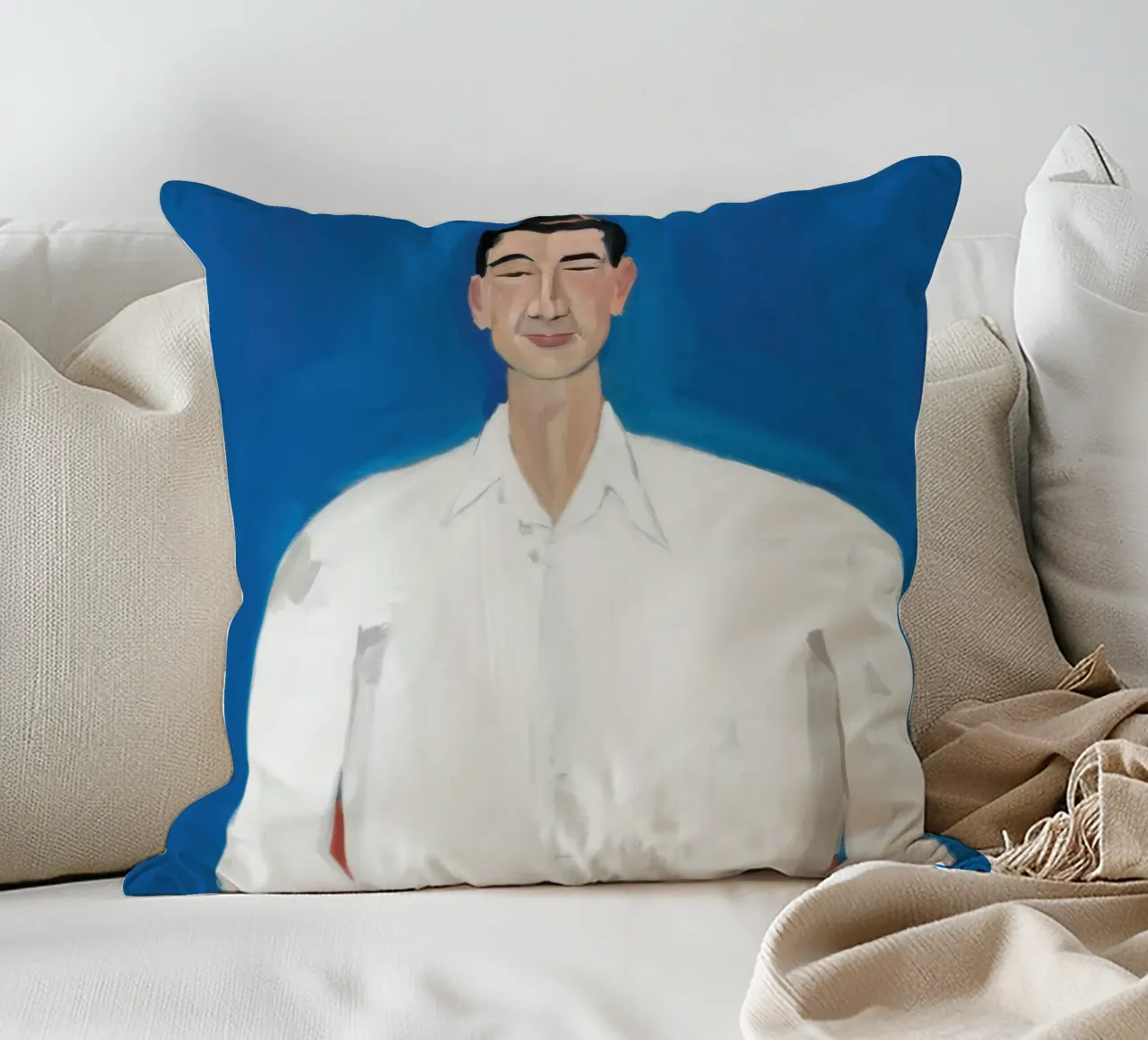 Uomo in blu cuscino da Irish Strokes