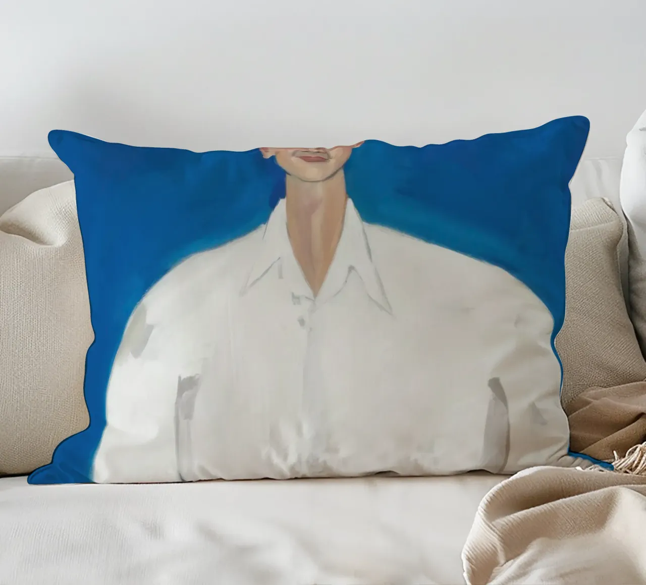 Uomo in blu cuscino da Irish Strokes