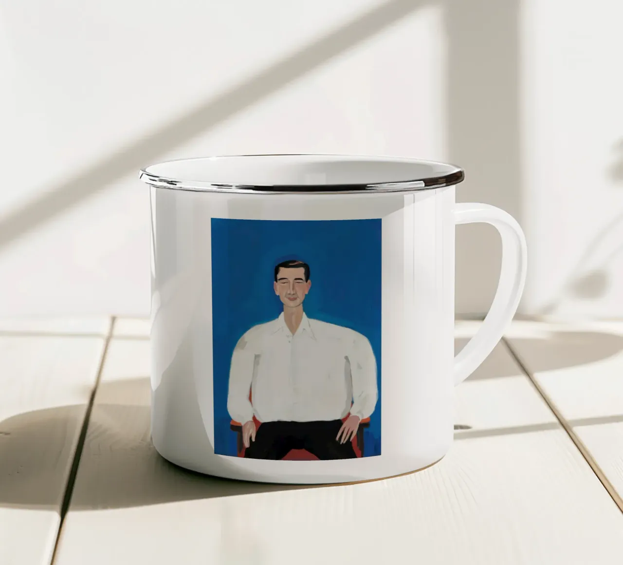 Uomo in blu tazza in smalto da Irish Strokes