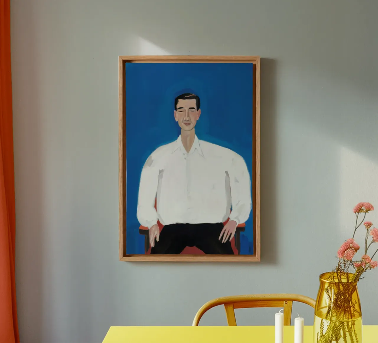 Man in Blauw canvas met Baklijst van Irish Strokes