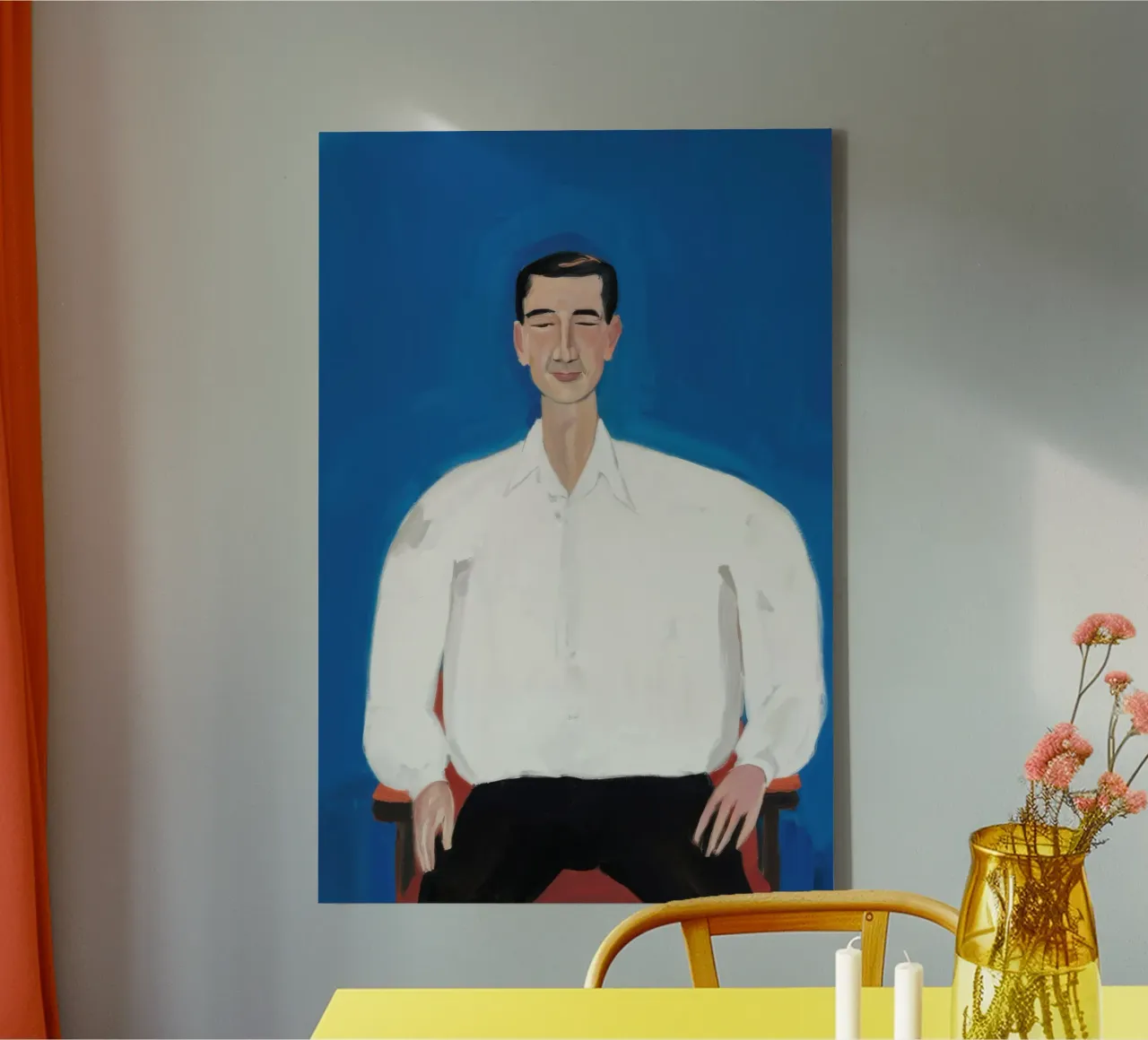 Man in Blauw canvas met Baklijst van Irish Strokes