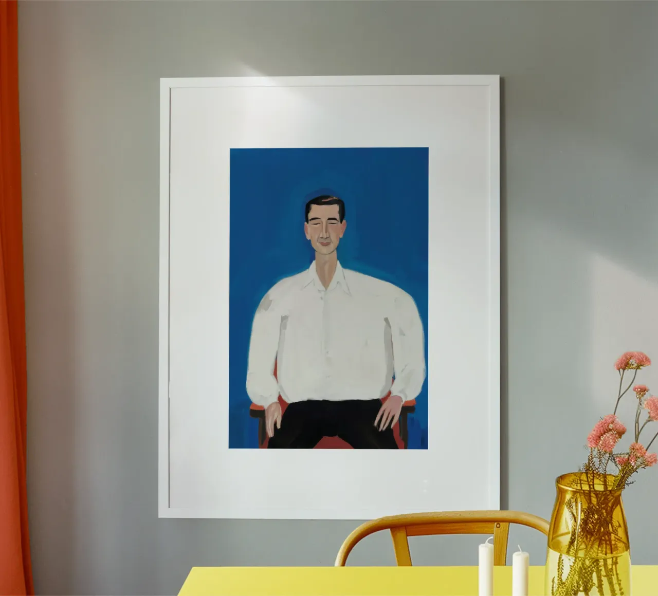 Man in Blauw poster van Irish Strokes