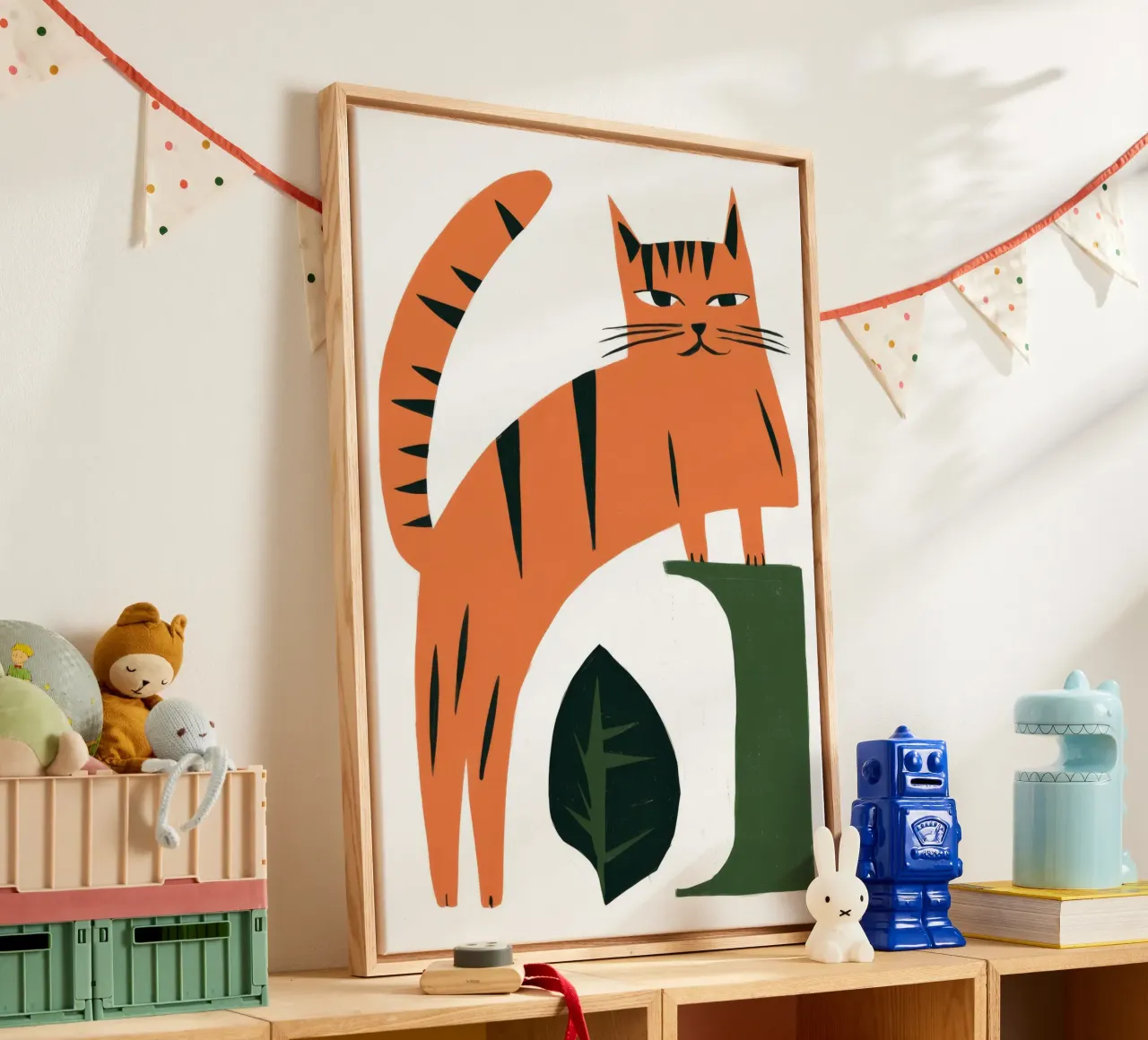 Graphic Tiger Gaze canvas with Floater frame by Selene Shade