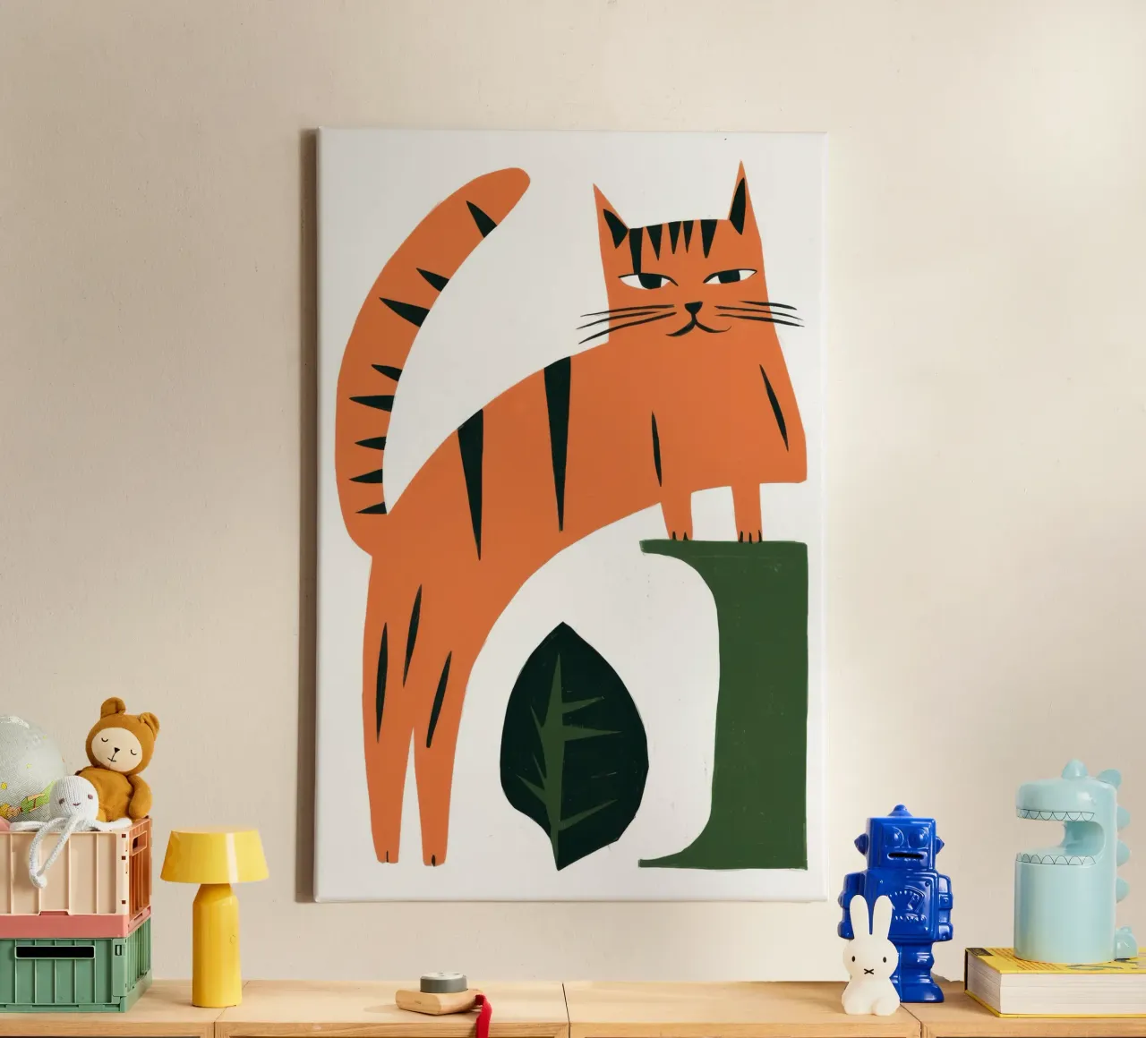 Graphic Tiger Gaze canvas with Floater frame by Selene Shade