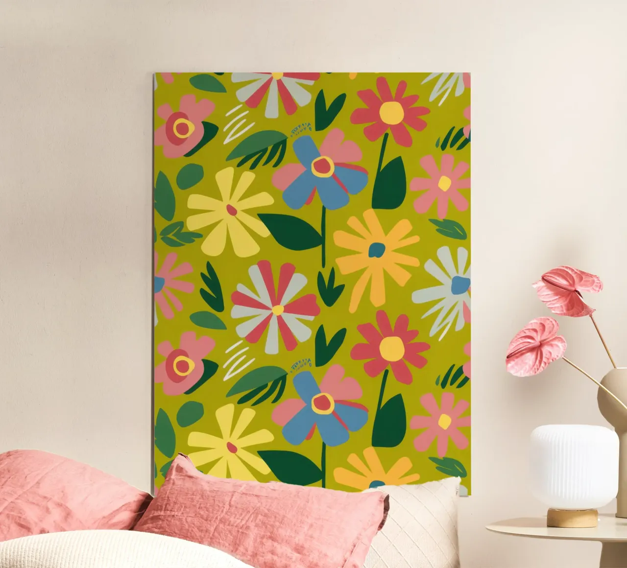 Fiori di Prato Gioioso poster con telaio in legno da Gaia Viesta