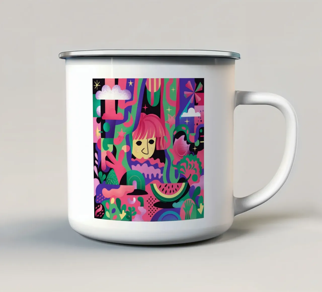 Frenesia da sogno al neon tazza in smalto da Selene Shade
