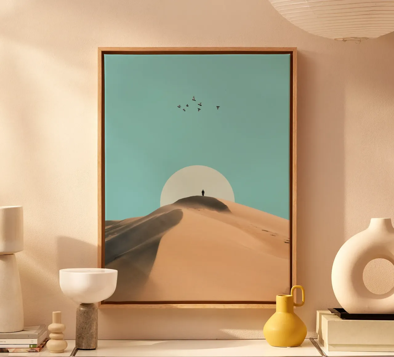 Poster minimalista Dune del deserto tela con Cornice a cassetta da Dapidoka