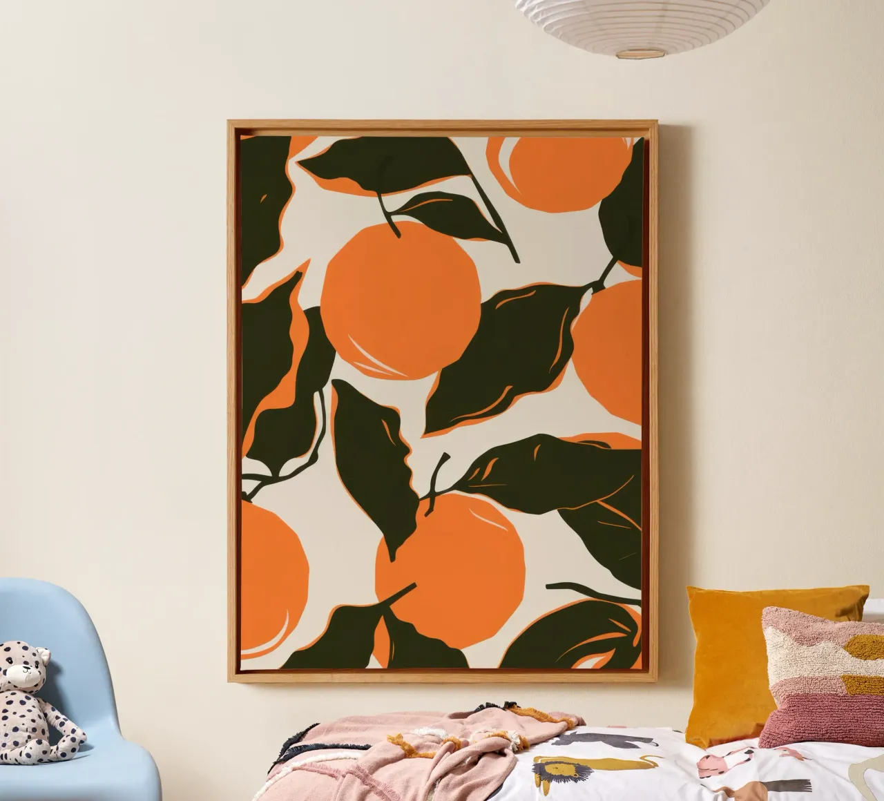 Orange Grove Pattern canvas with Floater frame by Luna Aura
