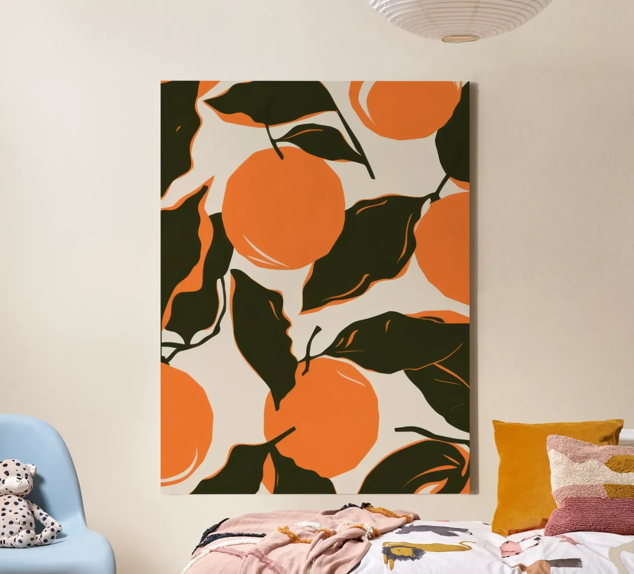 Orange Grove Pattern canvas with Floater frame by Luna Aura