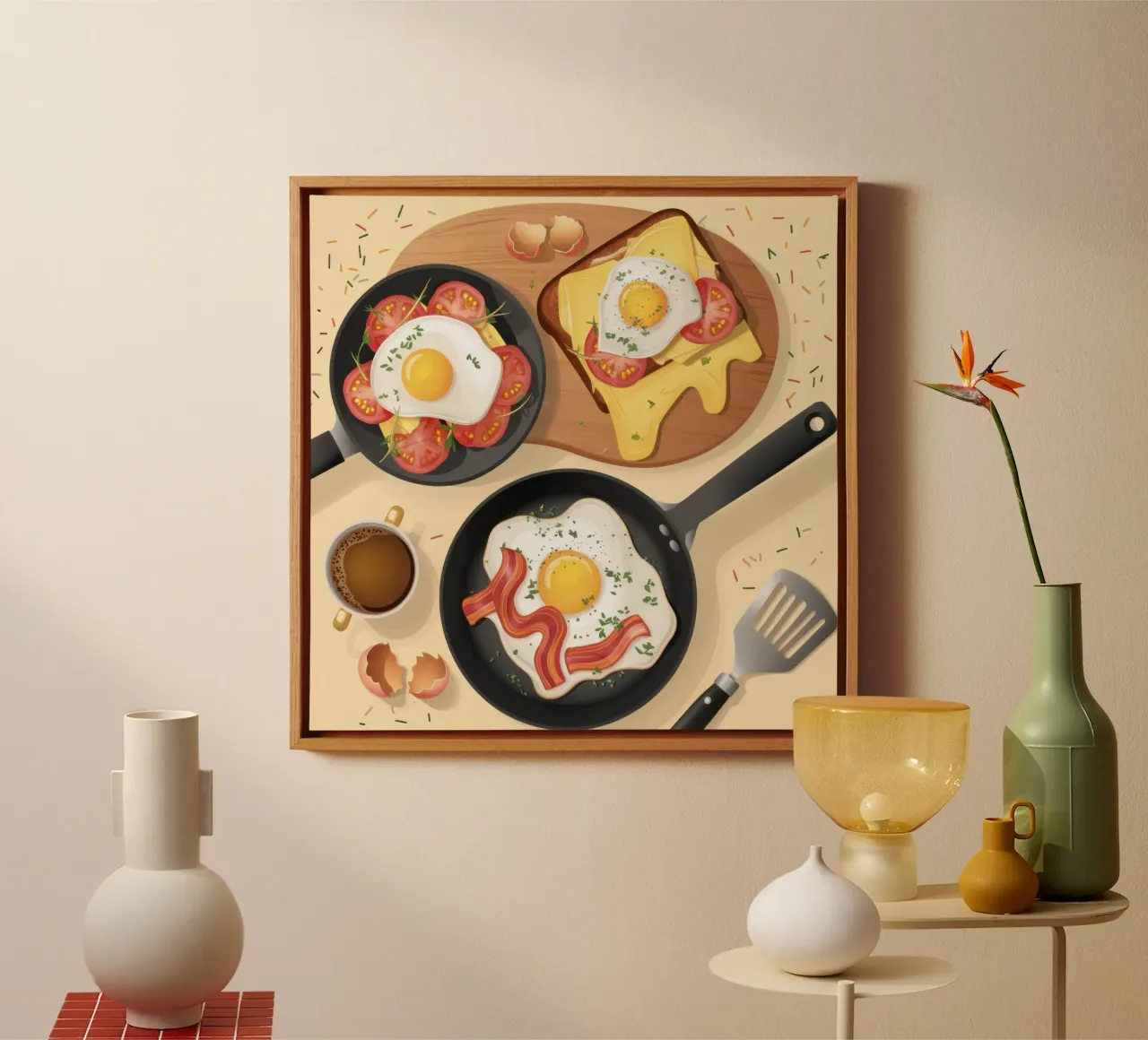 Zinderende Zonsopgang Skillet canvas met Baklijst van Selene Shade